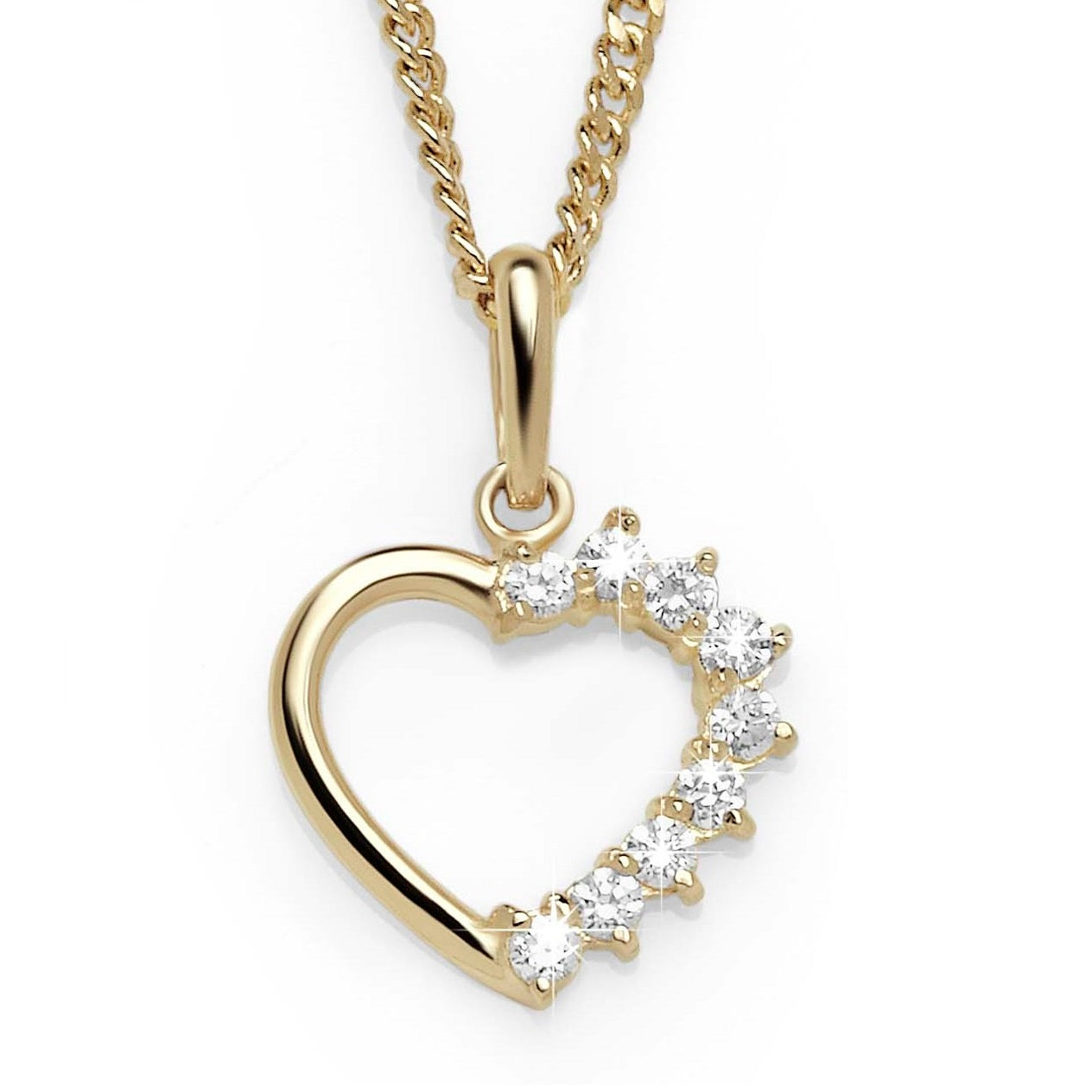 9ct gold stone set heart pendant