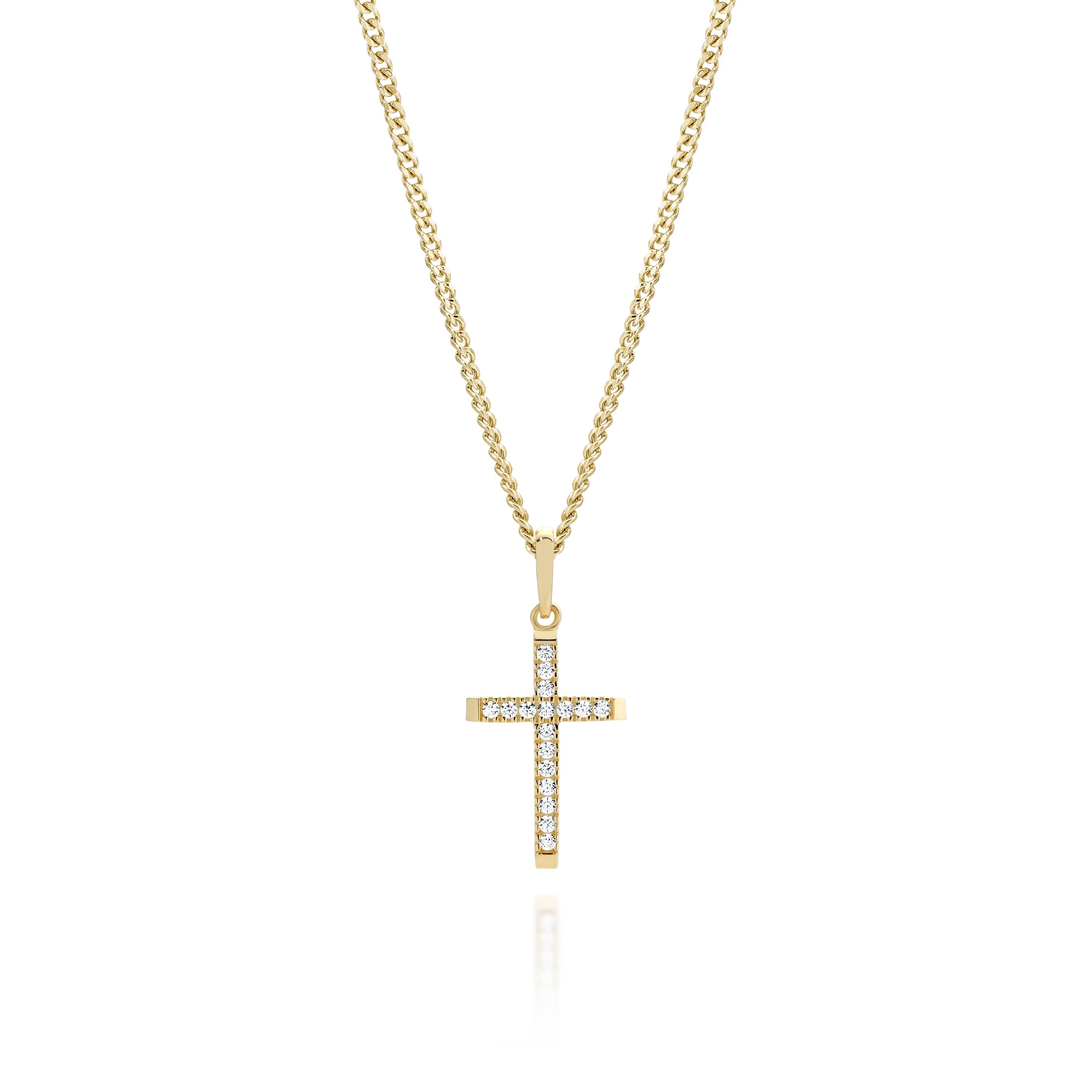 9ct gold stone set cross pendant