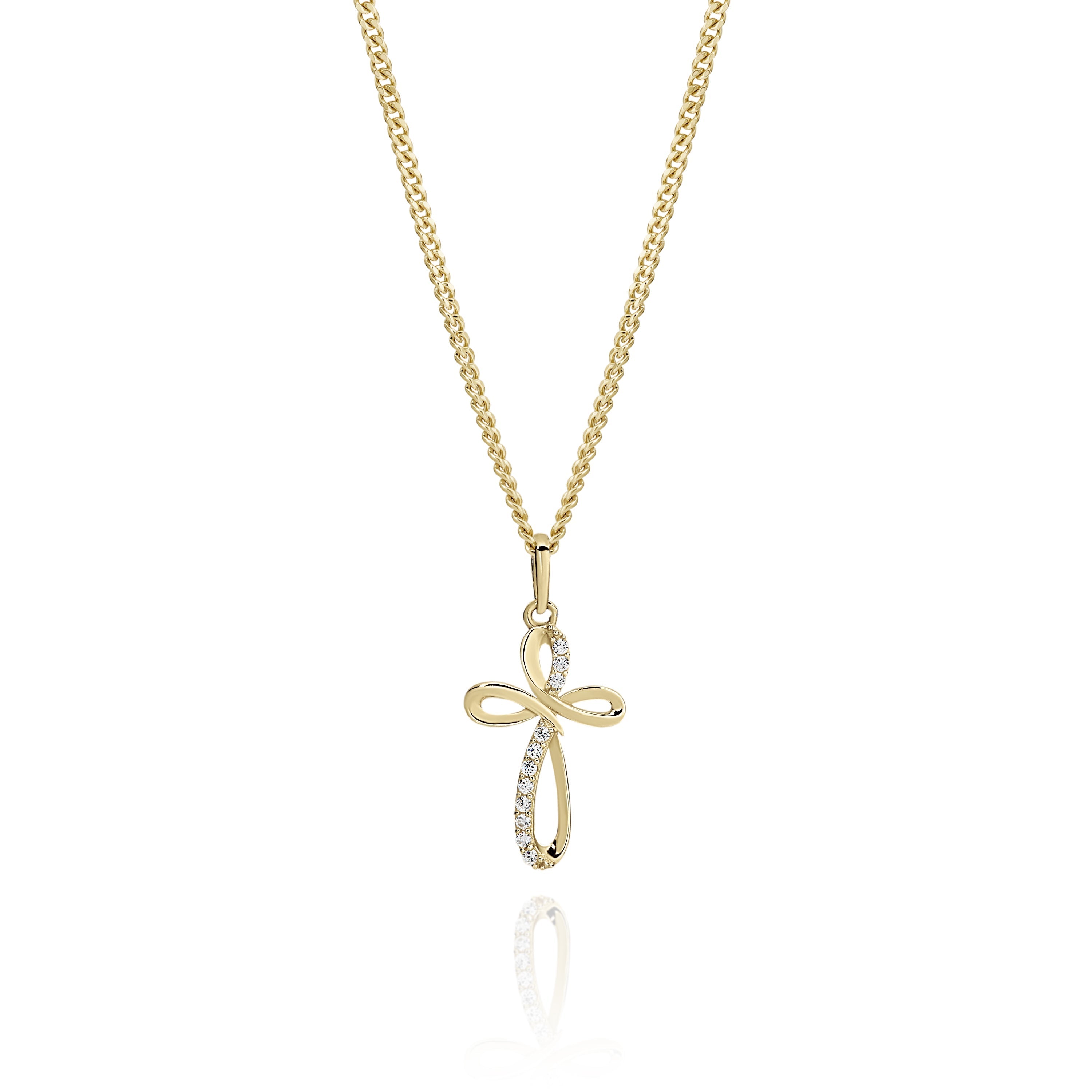 9ct gold stone set cross pendant