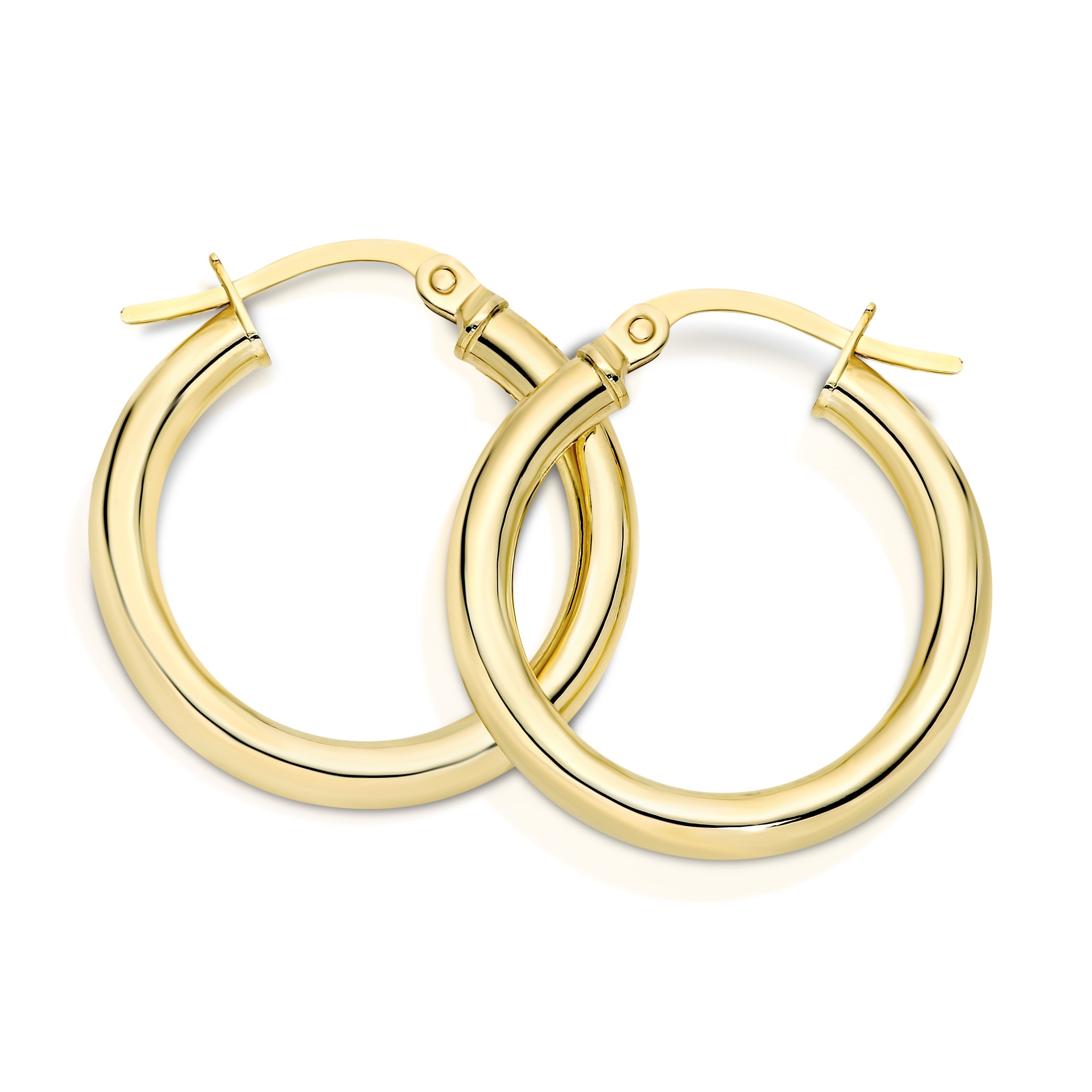 9ct gold polished hoops 15mm