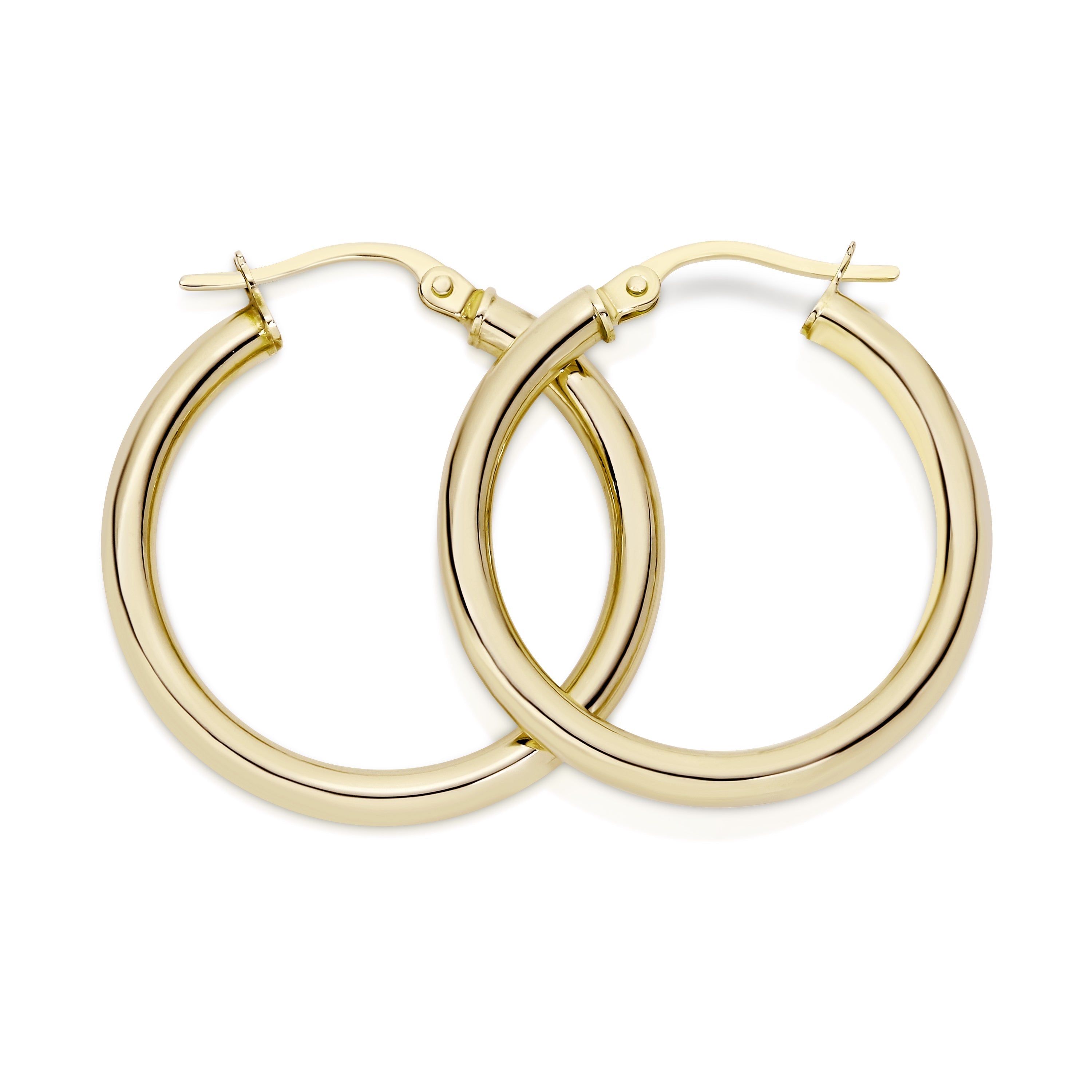 9ct gold polished hoops 20mm