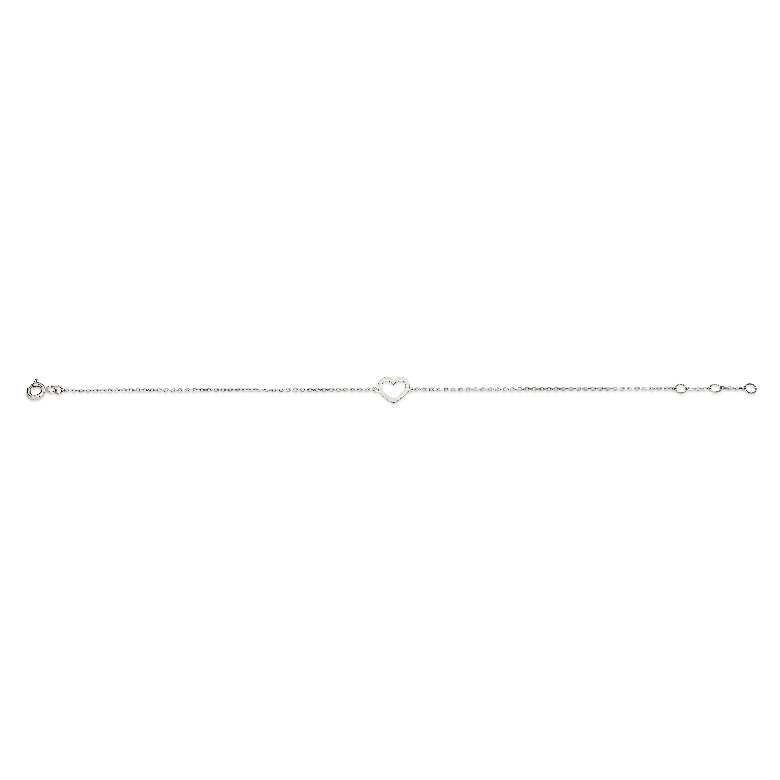 9ct white gold heart bracelet