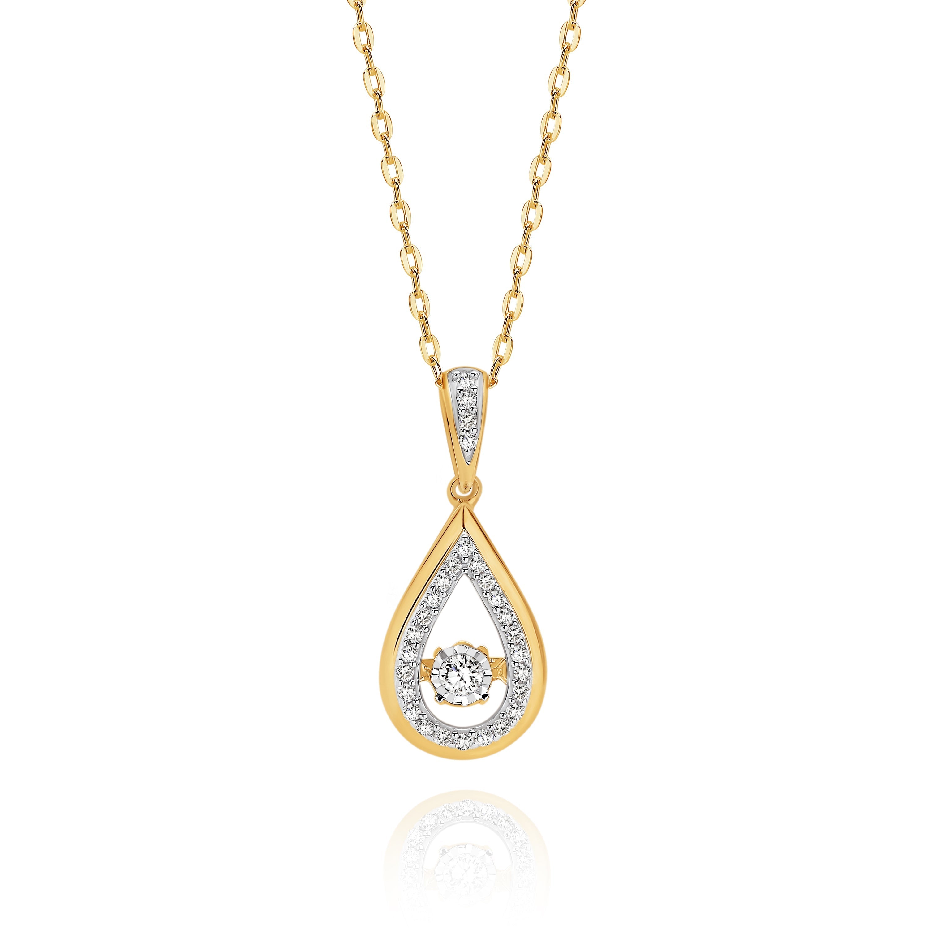 9ct gold 0.12ct dancing diamond pendant