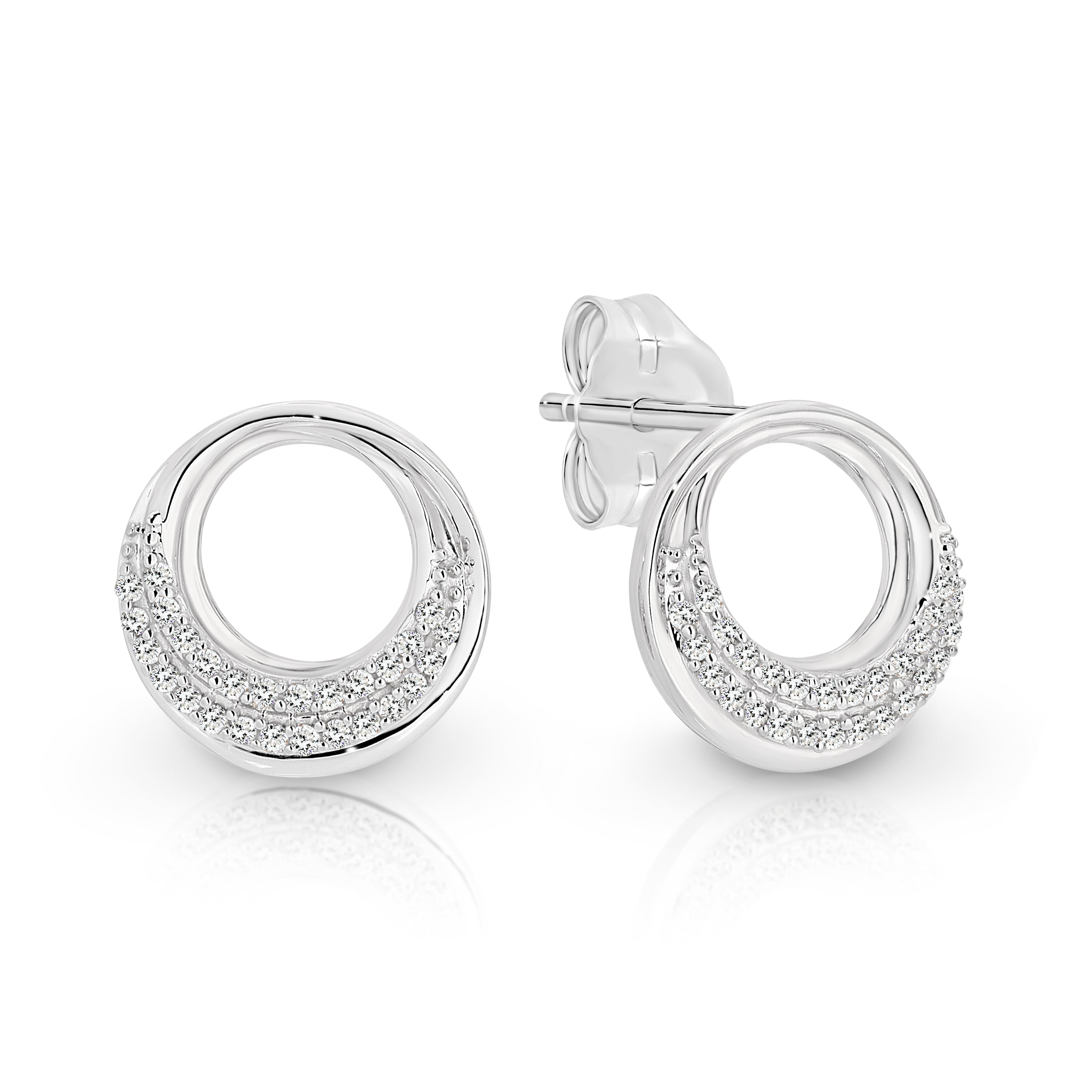 9ct white gold 0.10ct diamond circle studs