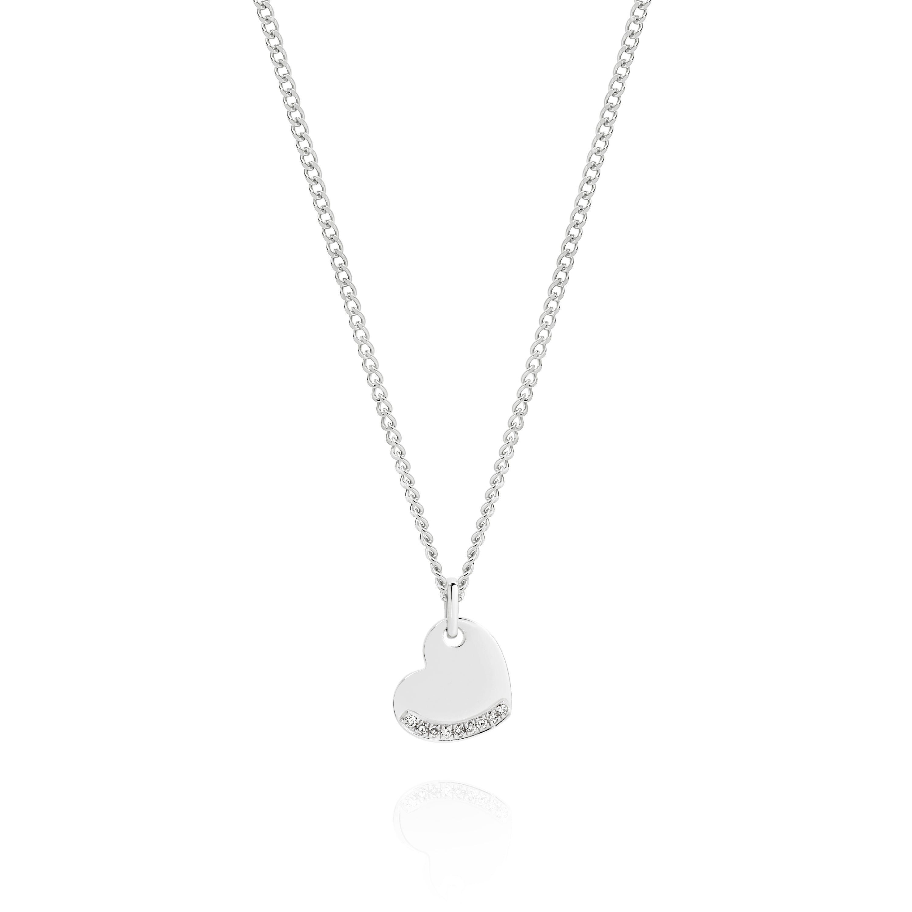 9ct white gold 0.03ct dia eangravable pendant