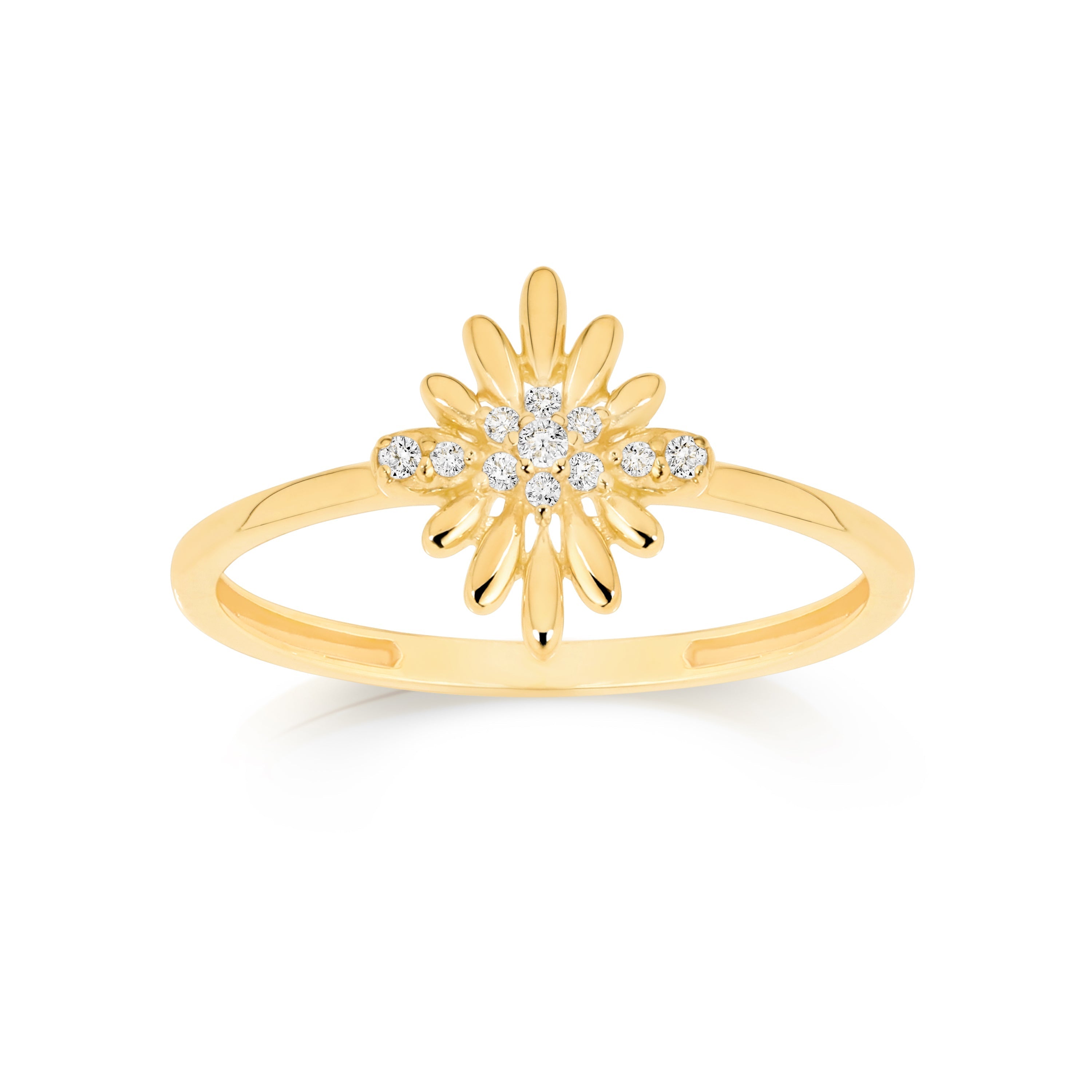 9ct cubic zirconia polished petal ring