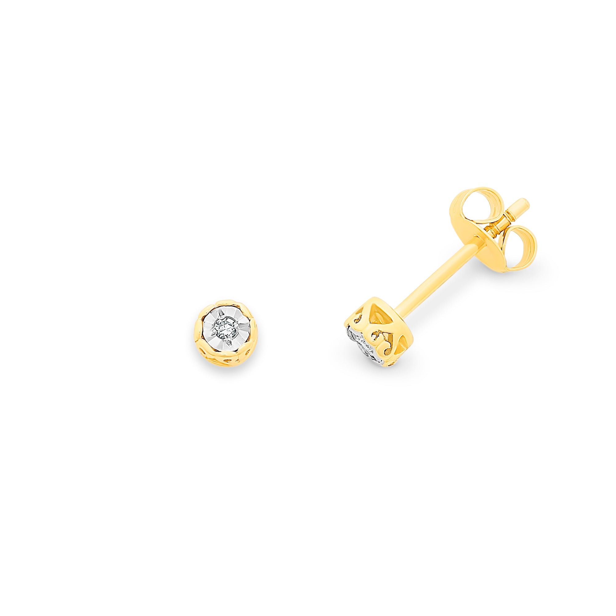 9Ct Gold Diamond Set Stud Earrings