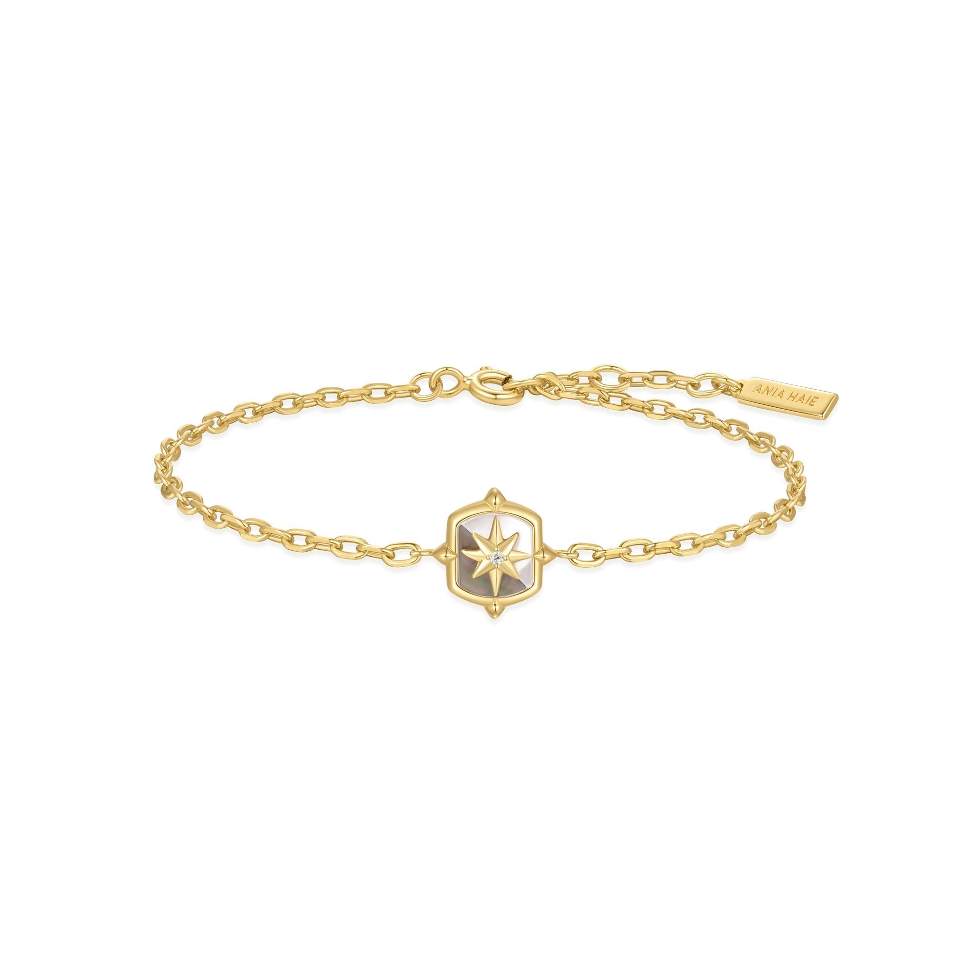Ania Haie Gold Colour-Block Mother of Pearl Star Bracelet