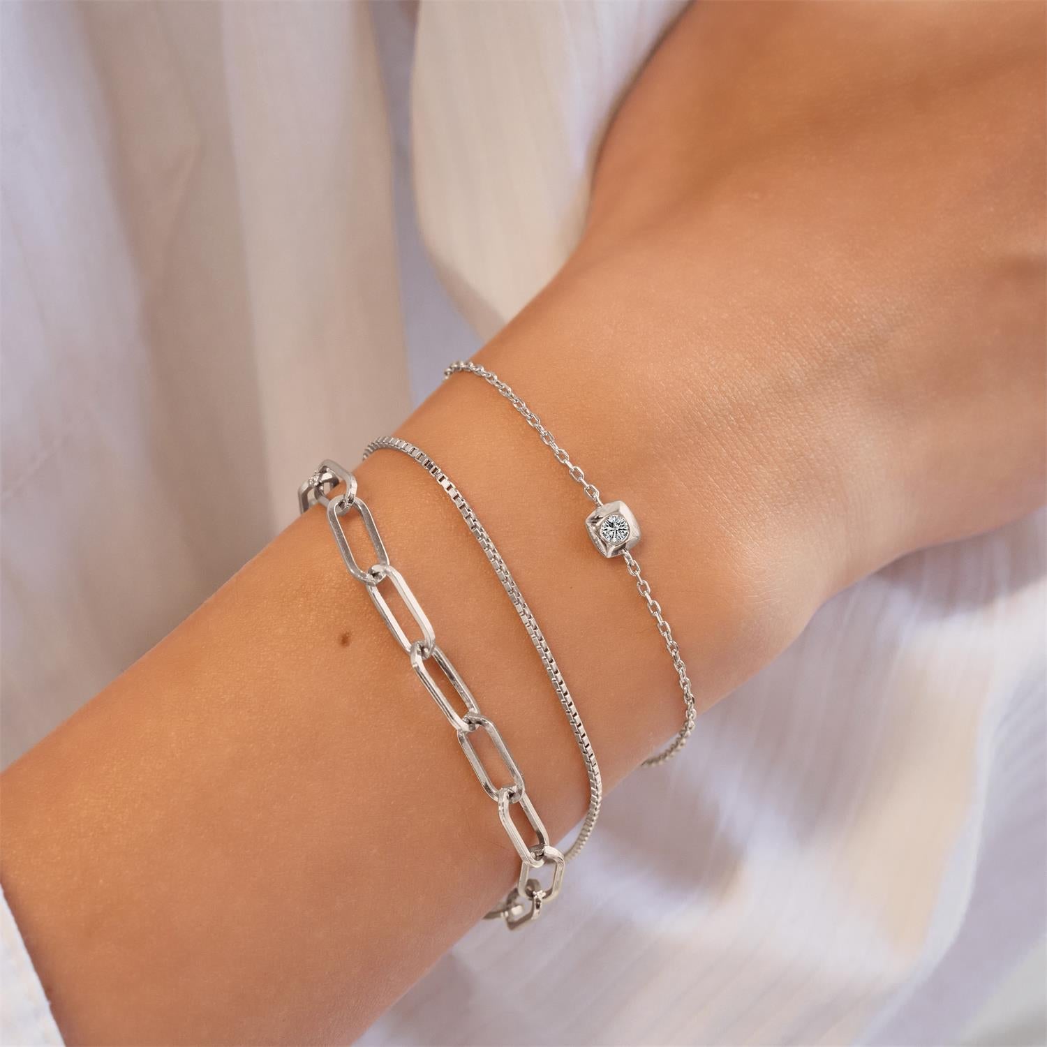 Ania Haie Silver Modern Bezel-Set Solitaire Bracelet