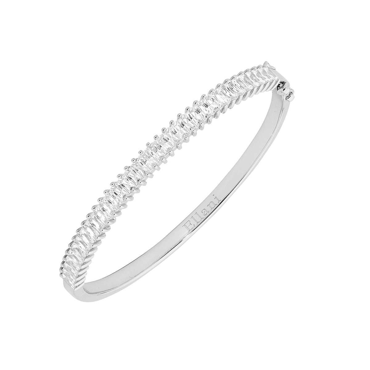 Sterling Silver Cubic Zirconia Baguette Bangle