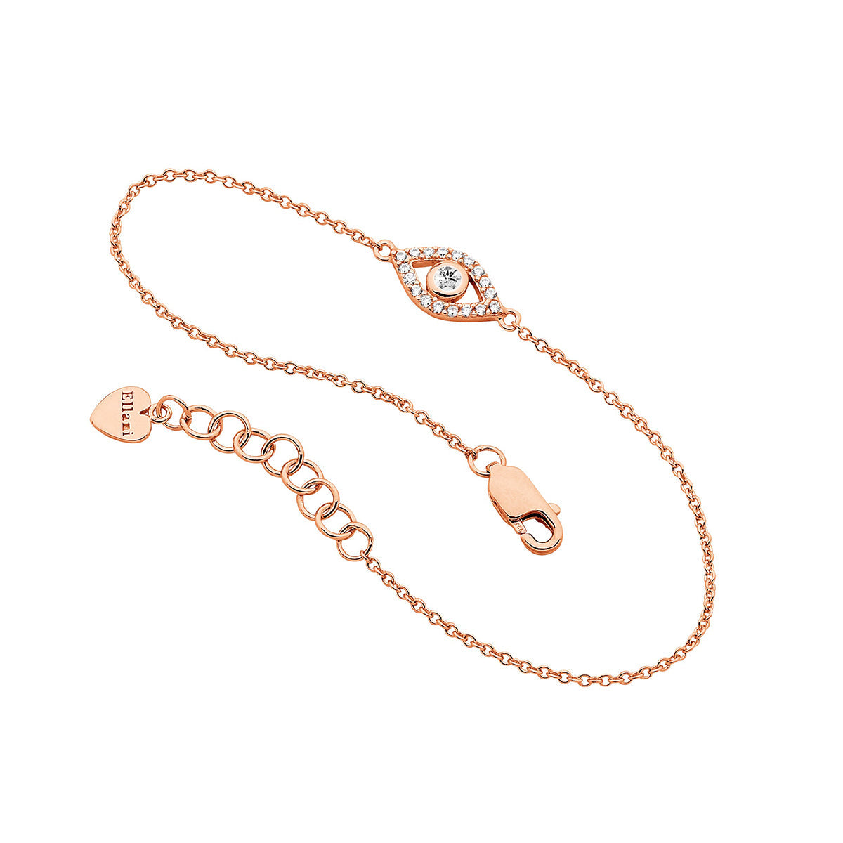 Rose Gold Plated Sterling Silver Evil Eye Bracelet