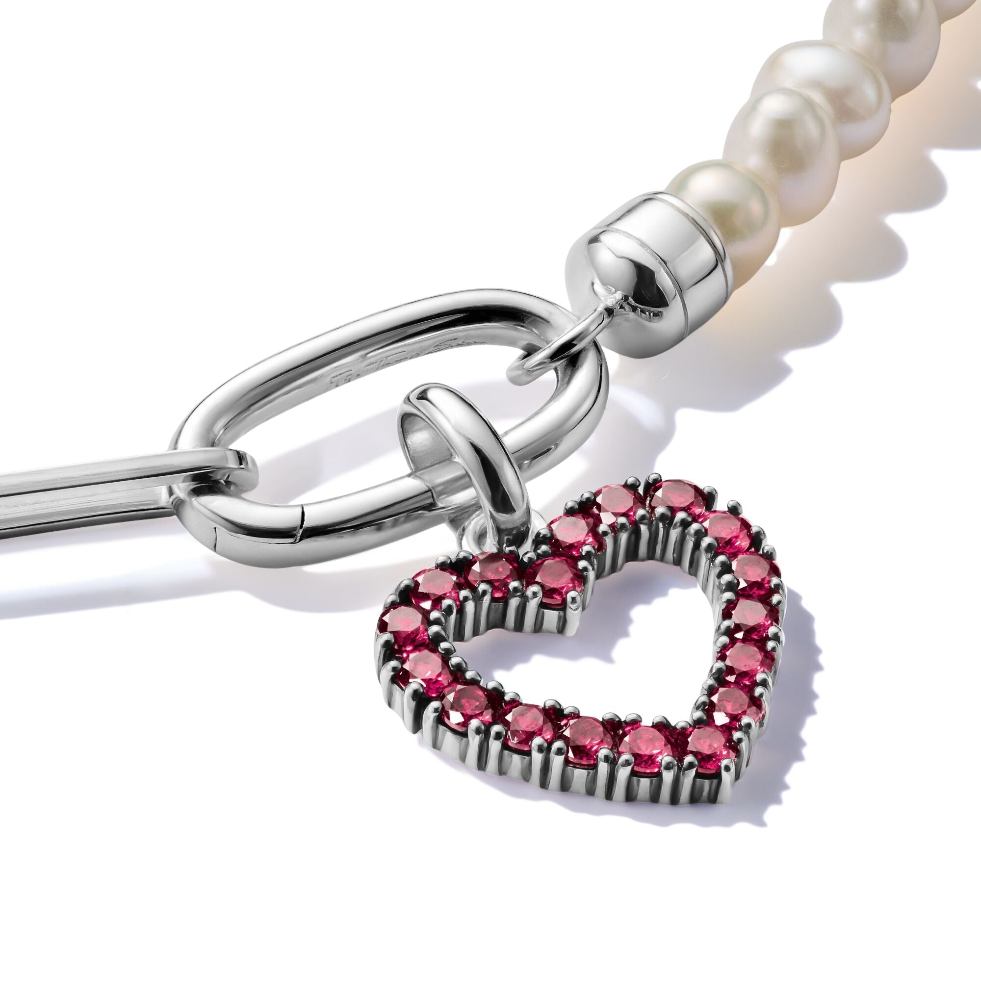 THOMAS SABO Connect Charm heart with red stones