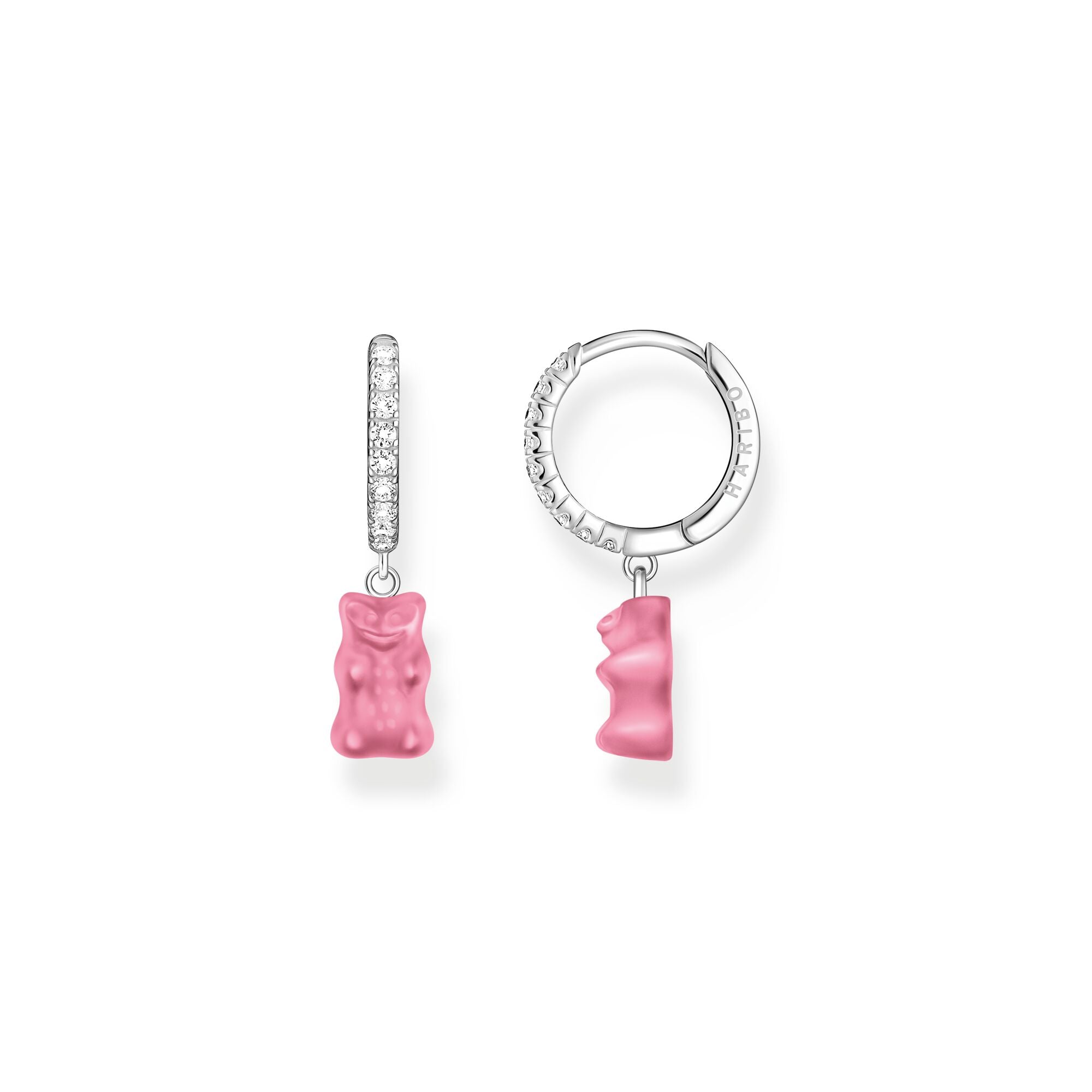 THOMAS SABO Single hoop earring with pink Goldbears pendant & zirconia