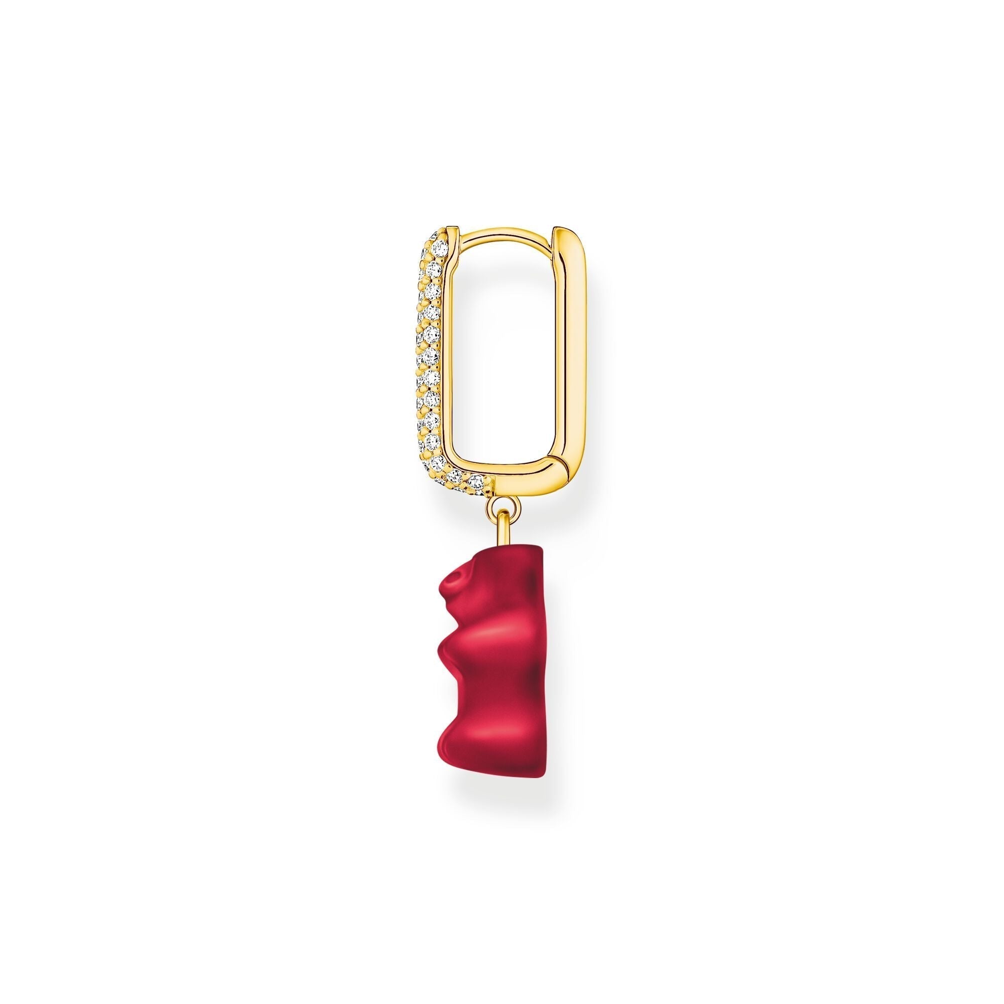THOMAS SABO Single hoop earring medium sized with red goldbears