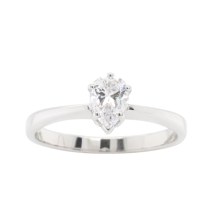 9ct White Gold Pear Solitaire Engagement Ring