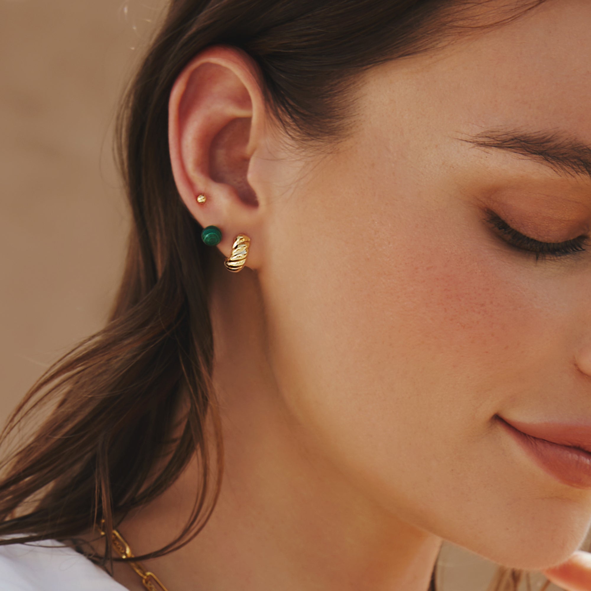 Ania Haie Gold Malachite Sphere Stud Earrings