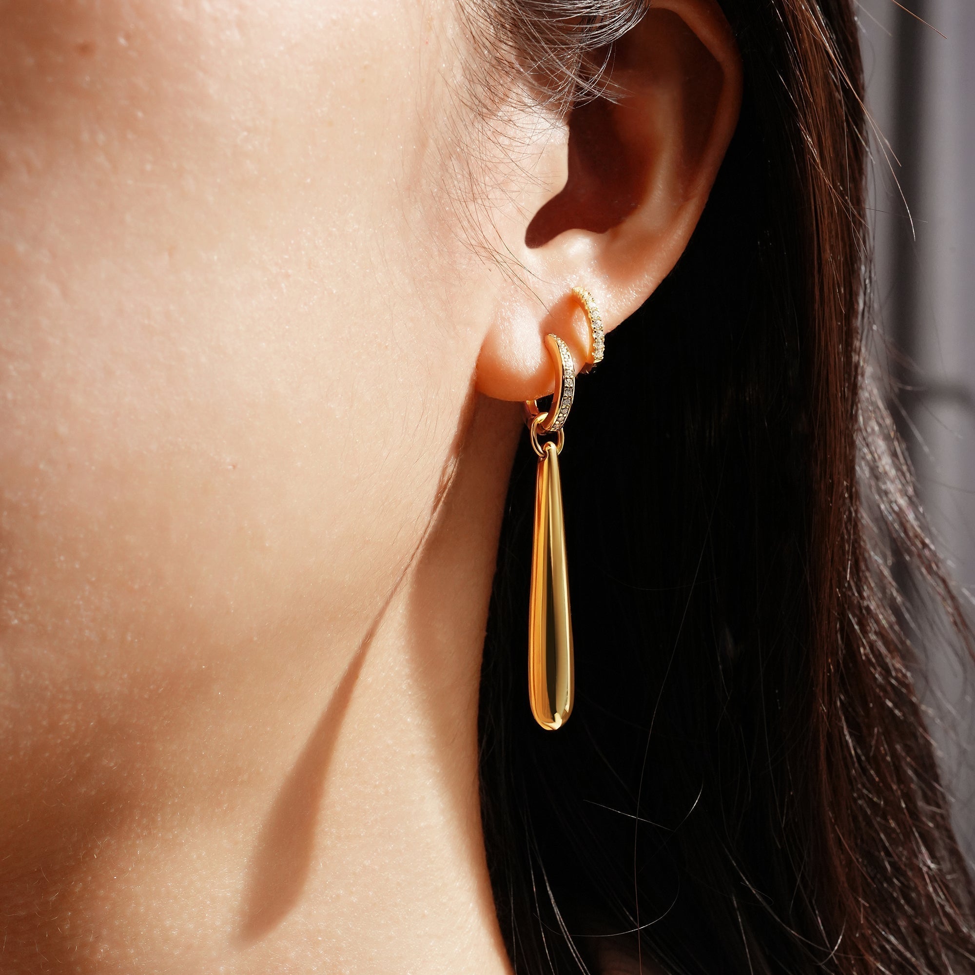Ania Haie Gold Long Water Droplet Drop Earrings