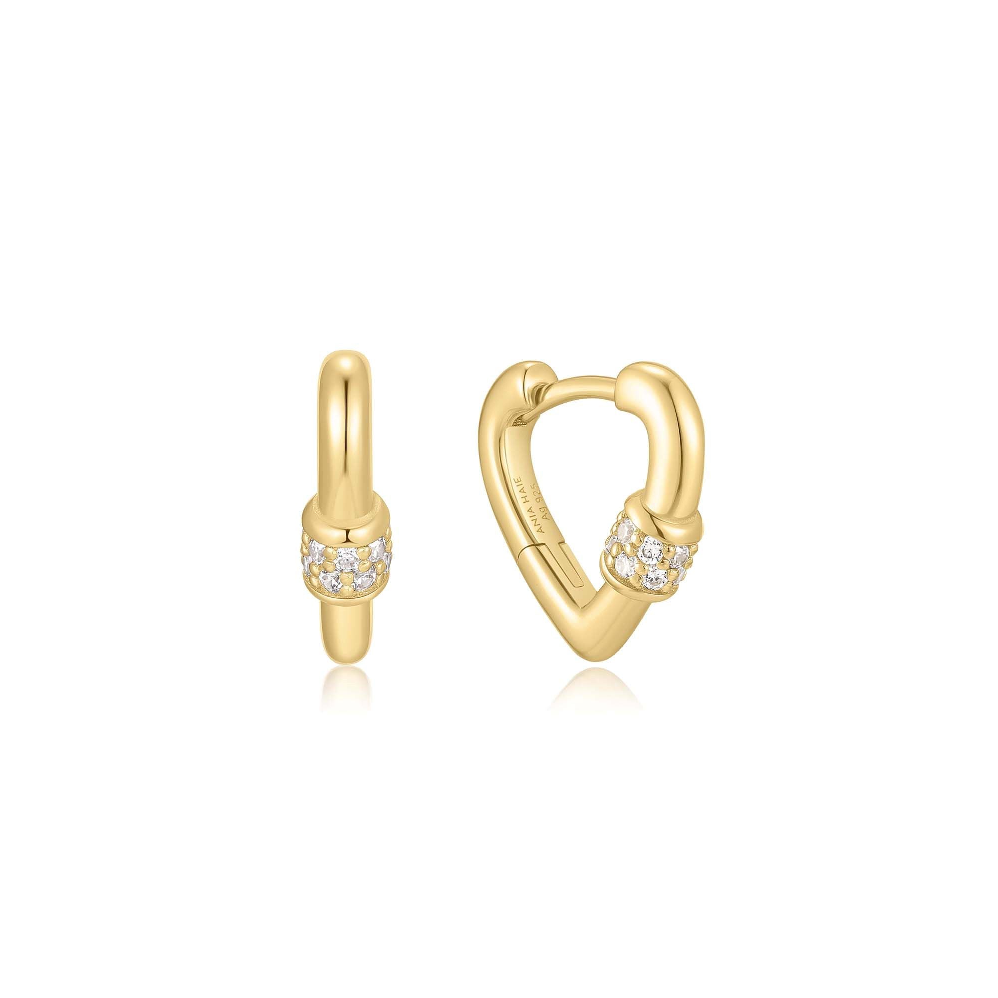 Gold Mini Heart Clasp Huggie Hoop Earrings