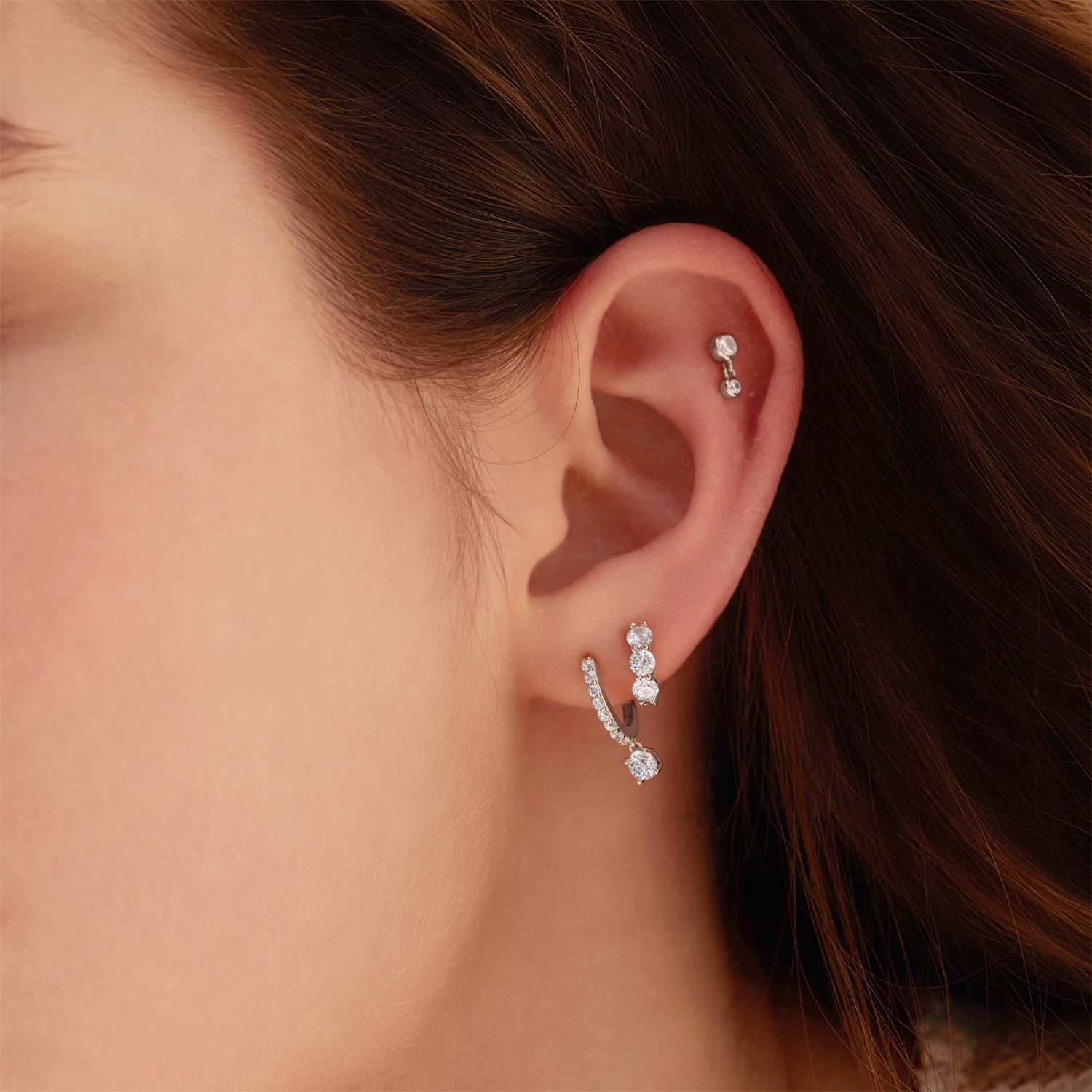 Ania Haie Silver Bezel Dangle Barbell Single Earring