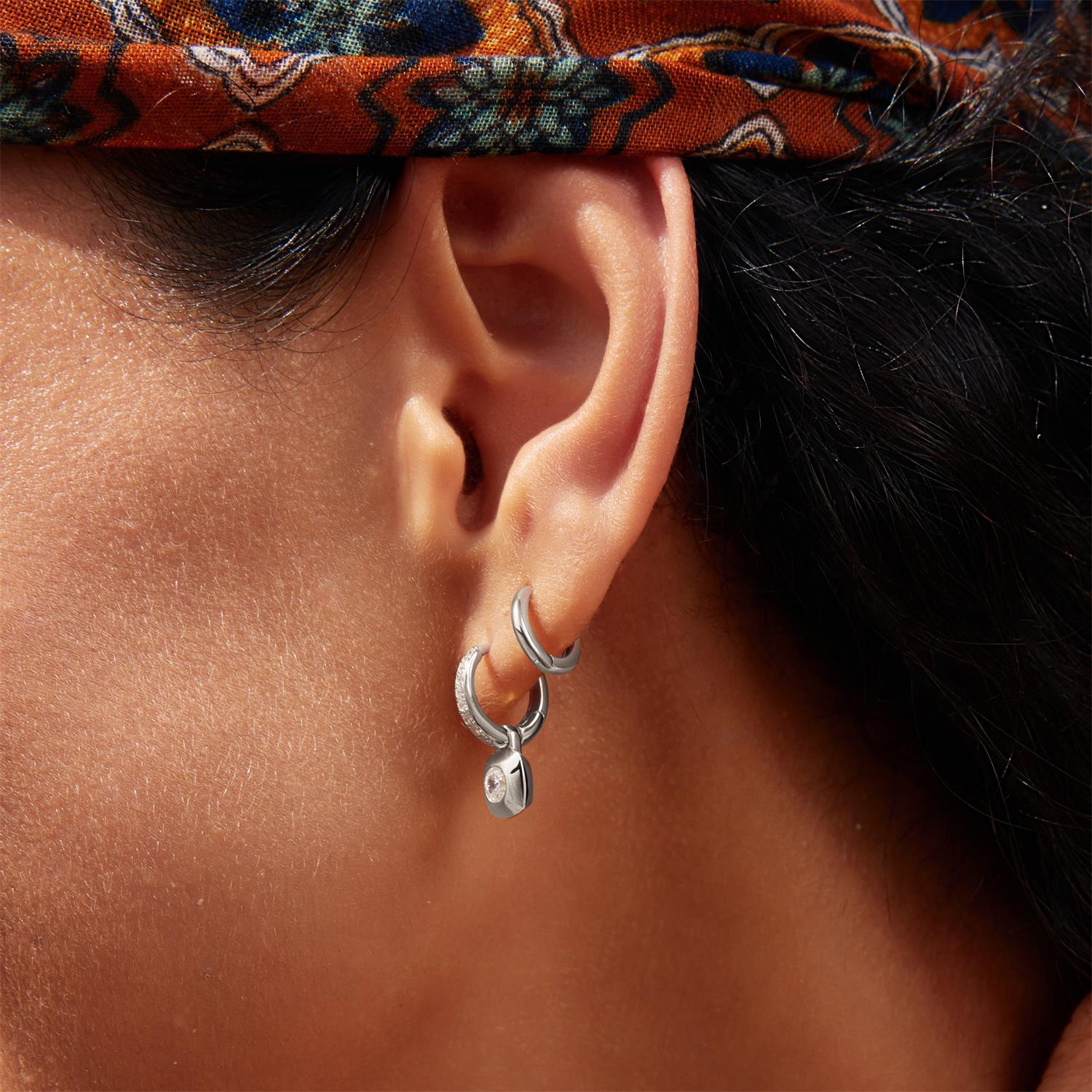 Ania Haie Silver Modern Bezel-Set Huggie Hoop Earrings