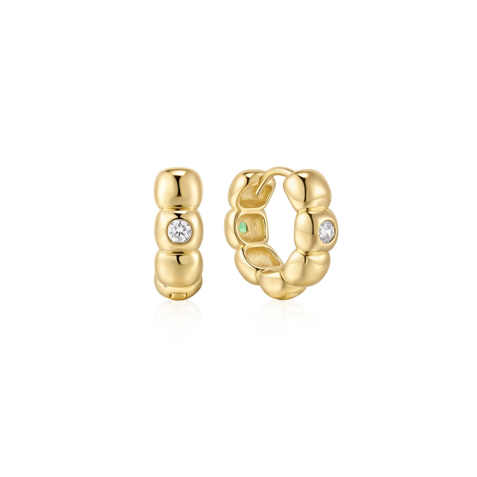 Ania Haie Gold Reversible Puffy Huggie Hoop Earrings