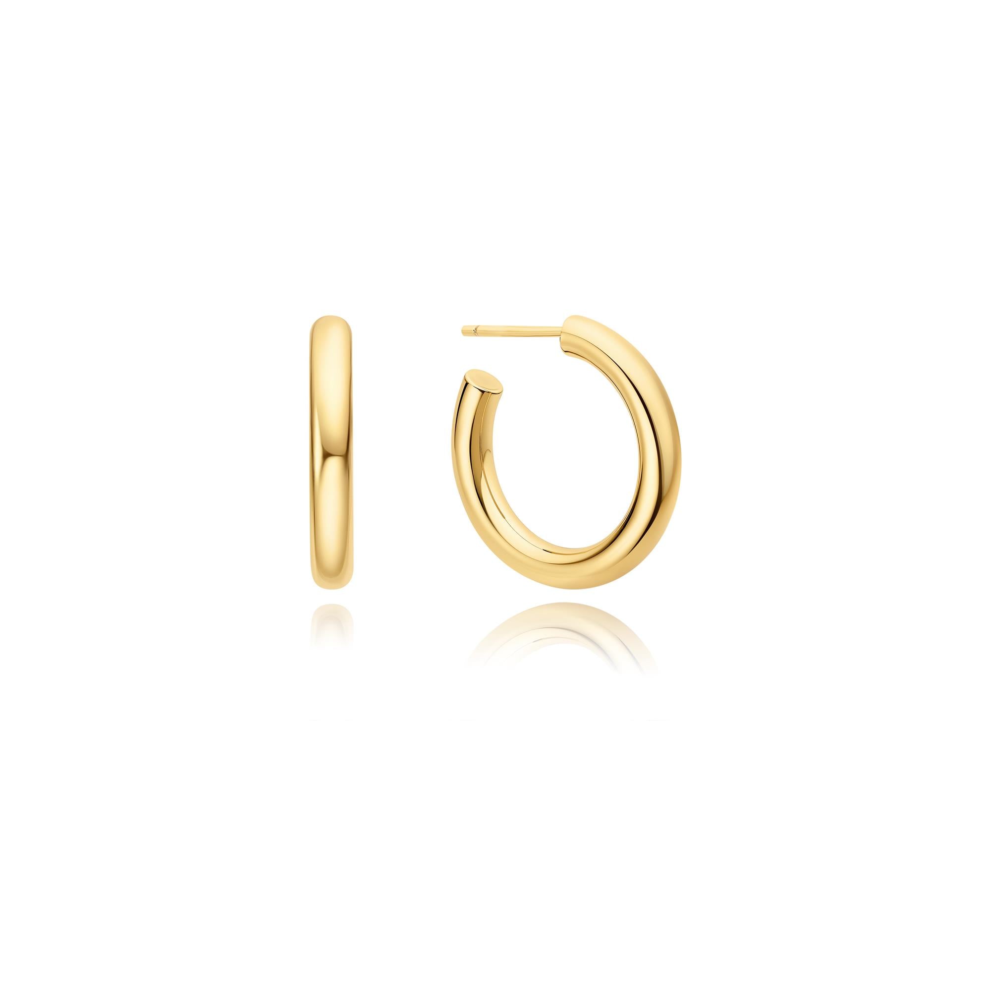 Ania Haie Gold Classic Tube Medium Huggie Hoop Earrings