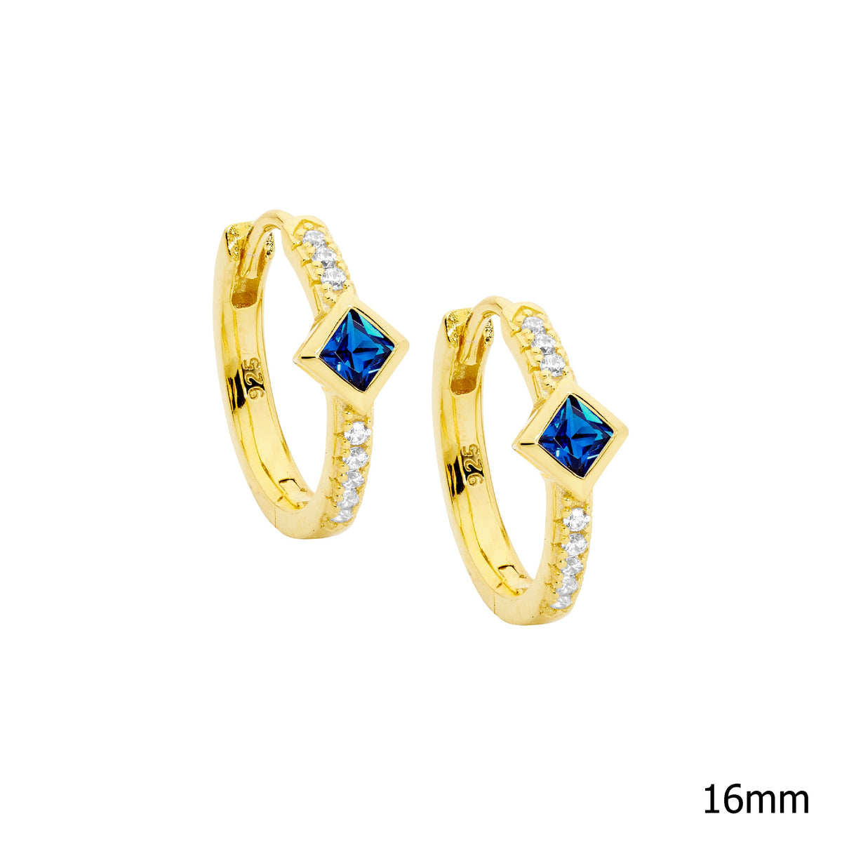 Gold Plated Sterling Silver Cubic Zirconia Hoop Earrings