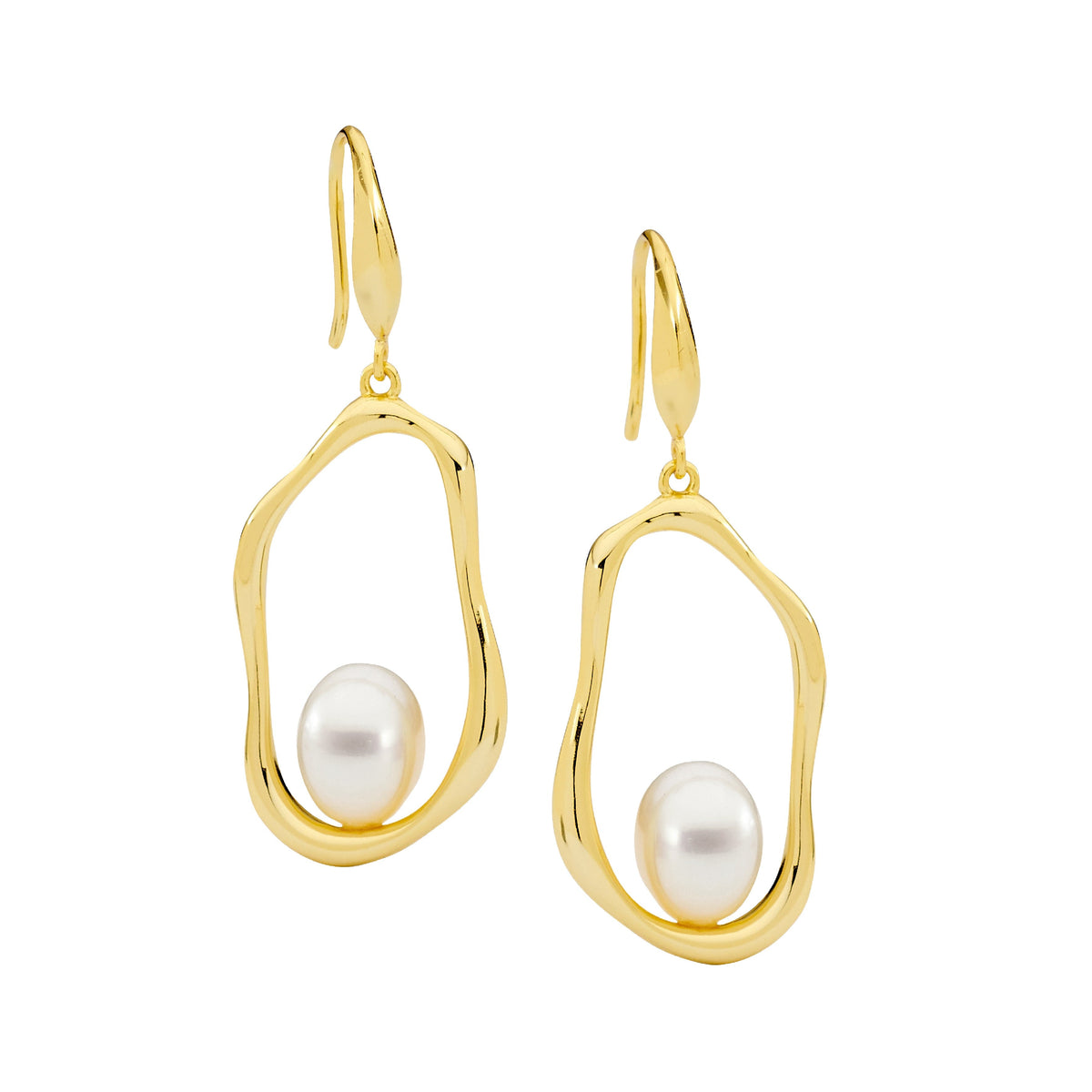 Gold Plated Sterling Silver Pearl Earrings
