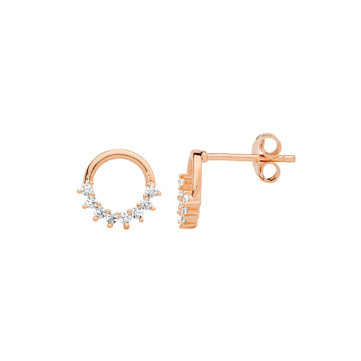 Rose Gold Plated Sterling Silver Cubic Zirconia Earrings