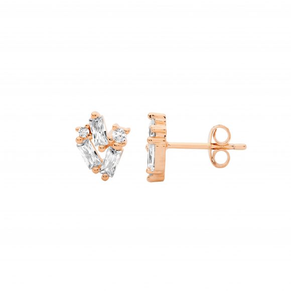 Rose Gold Plated Sterling Silver Cubic Zirconia Earrings