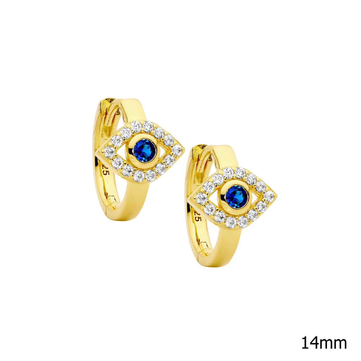 Gold Plated Sterling Silver Cubic Zirconia Hoop Earrings