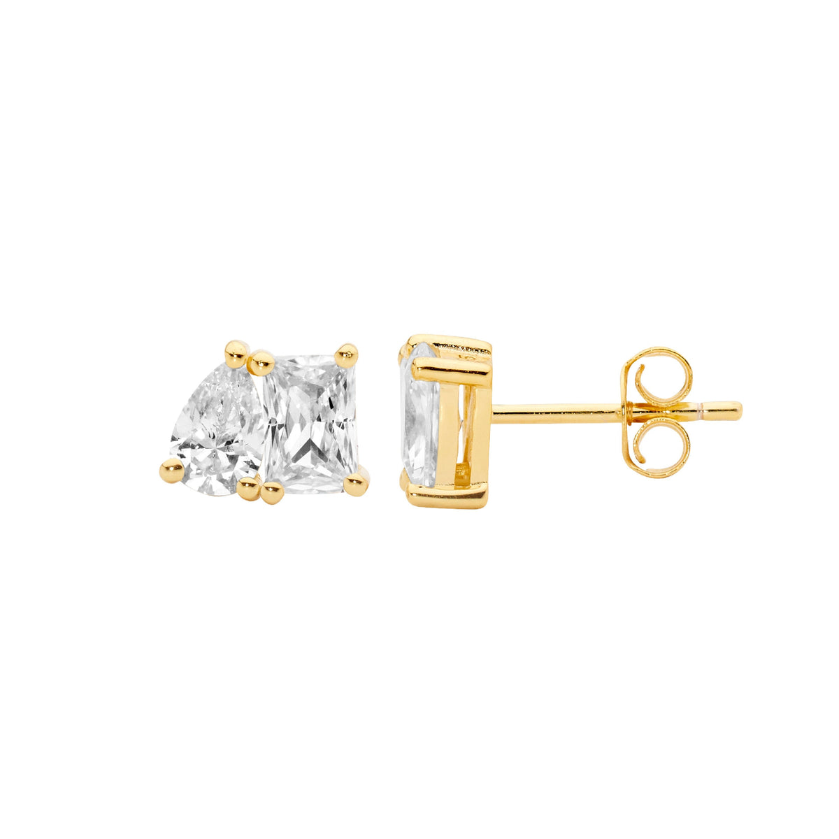 Gold Plated Sterling Silver Cubic Zirconia Stud Earrings