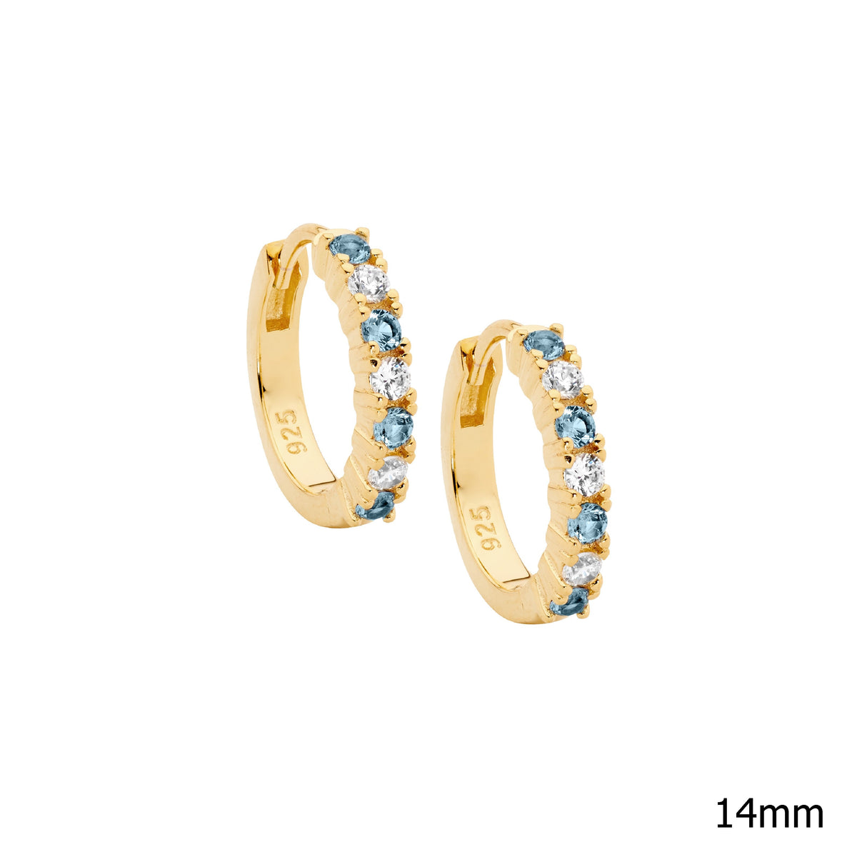 Gold Plated Sterling Silver Cubic Zirconia Hoop Earrings