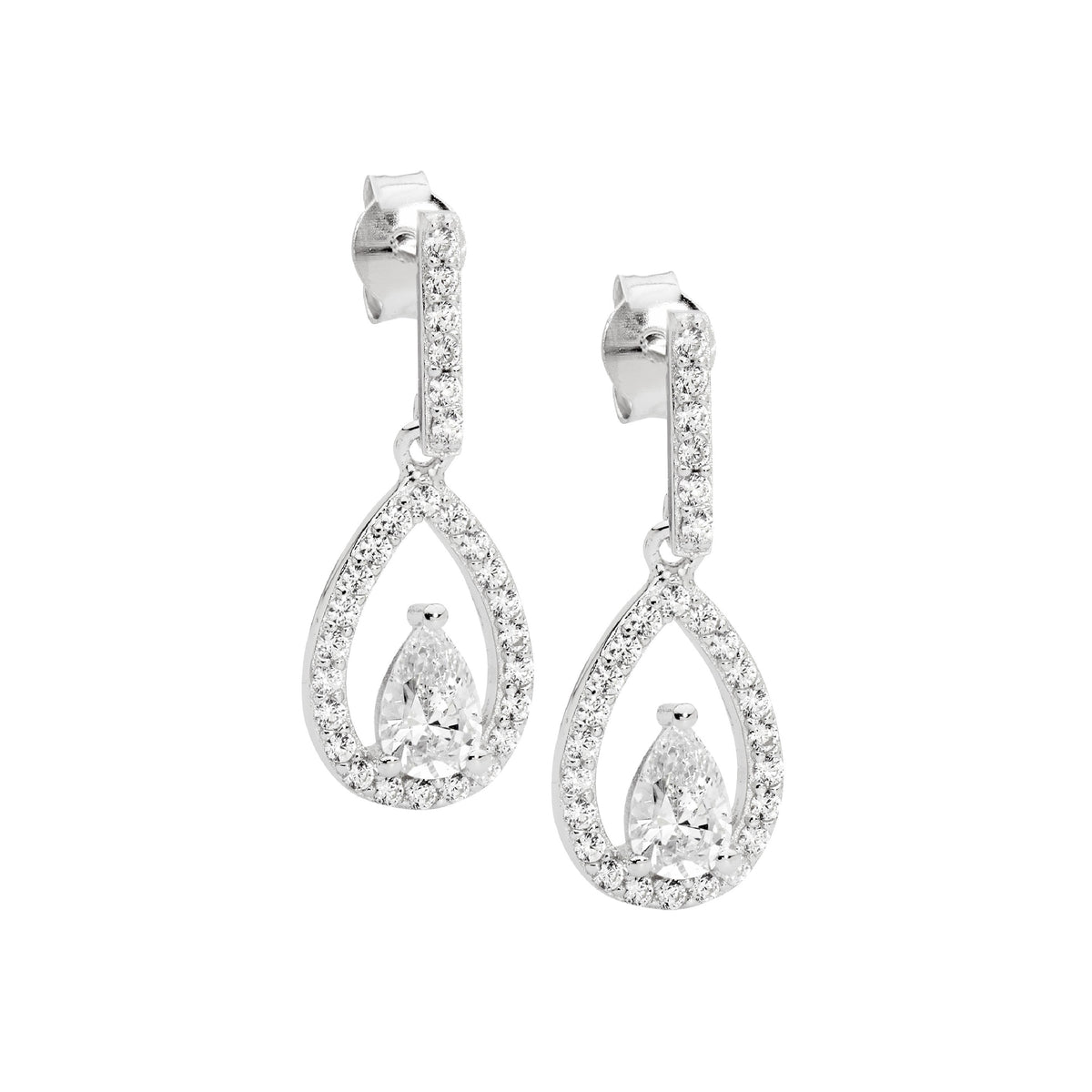 Sterling Silver Cubic Zirconia Drop Earrings