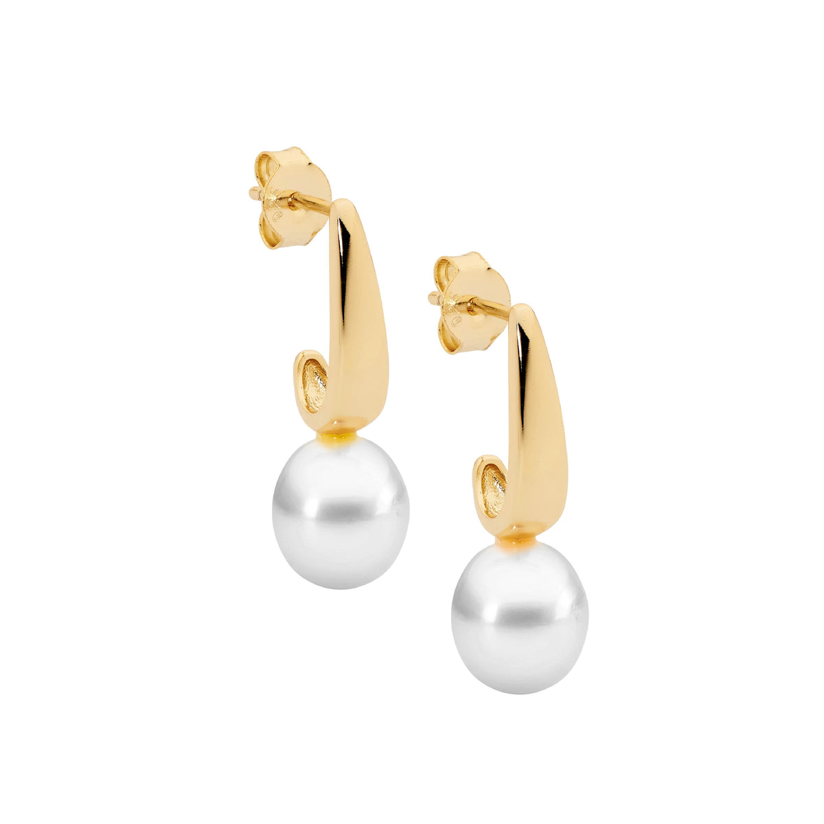 Gold Plated Sterling Silver Pearl Drop Earrings