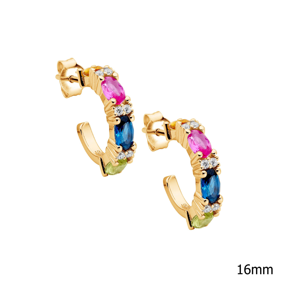 Gold Plated Sterling Silver Cubic Zirconia Hoop Earrings