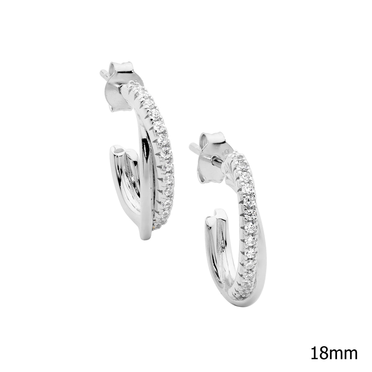 Sterling Silver Cubic Zirconia Hoop Earrings