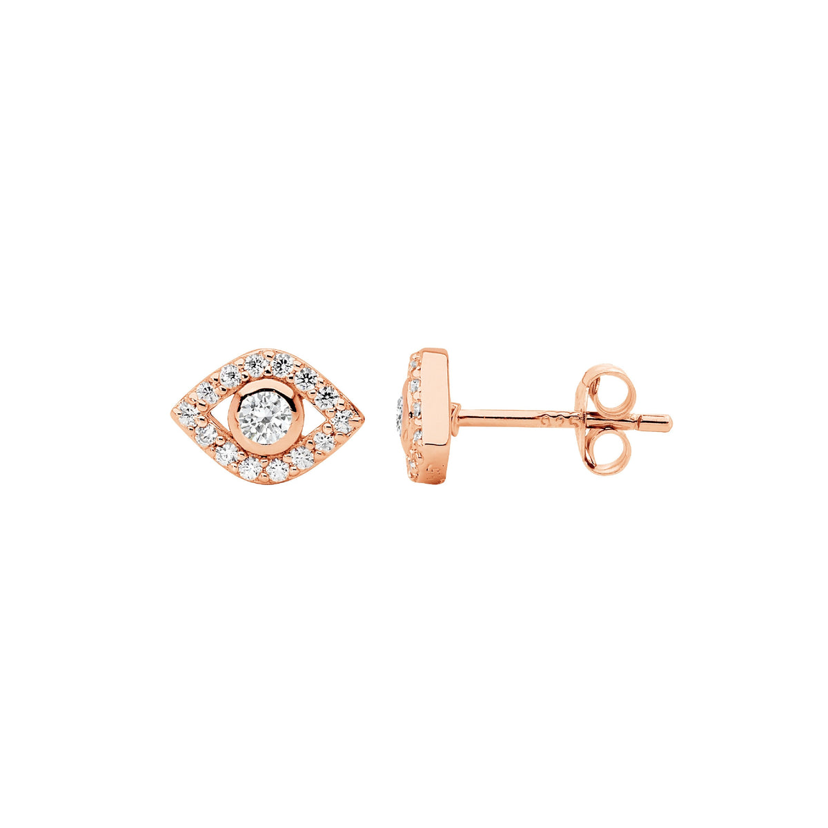 Rose Gold Plated Sterling Silver Cubic Zirconia Earrings