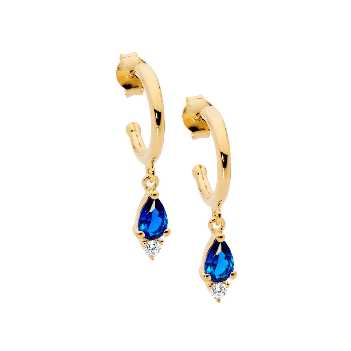 Gold Plated Sterling Silver Cubic Zirconia Hoop Earrings