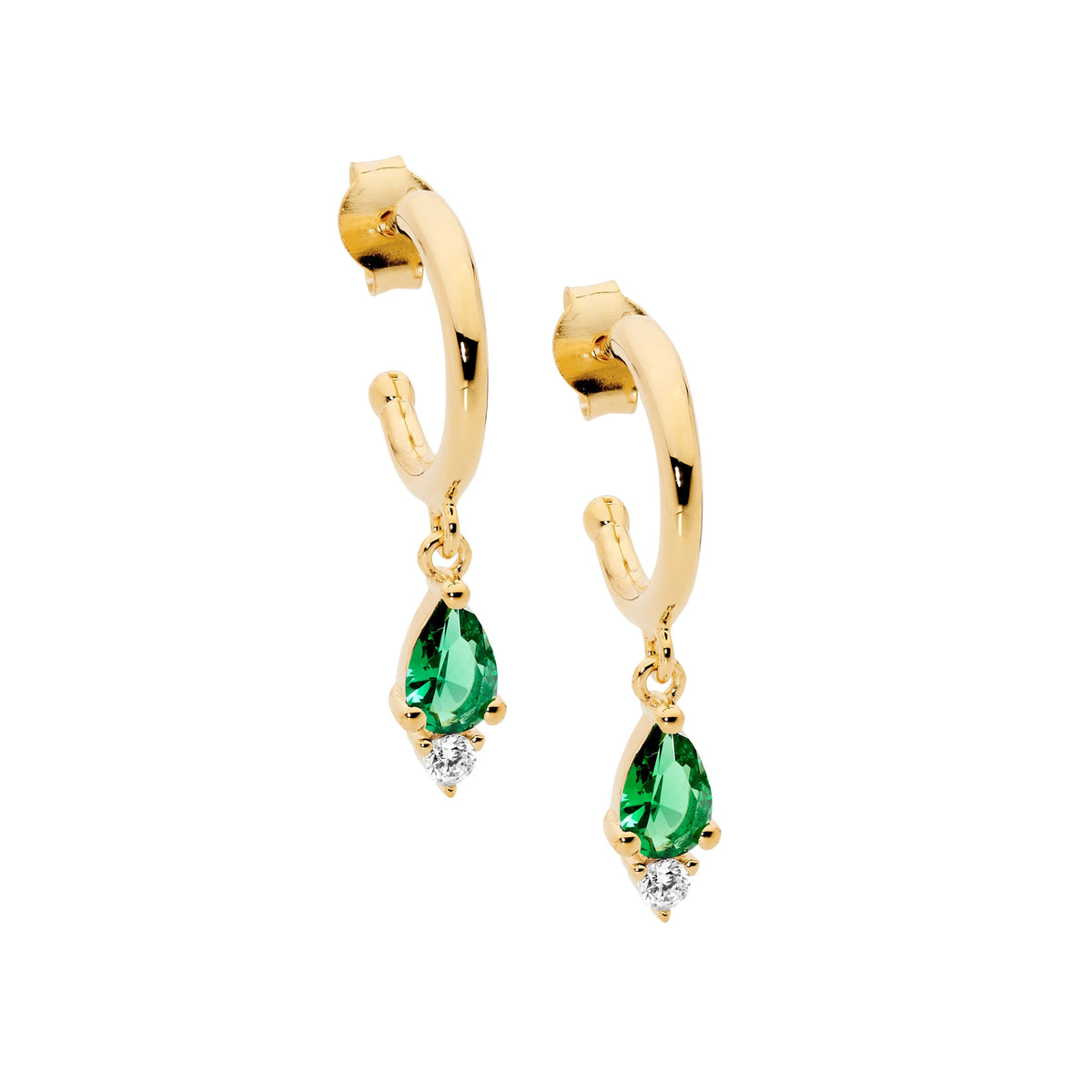 Gold Plated Sterling Silver Cubic Zirconia Hoop Earrings