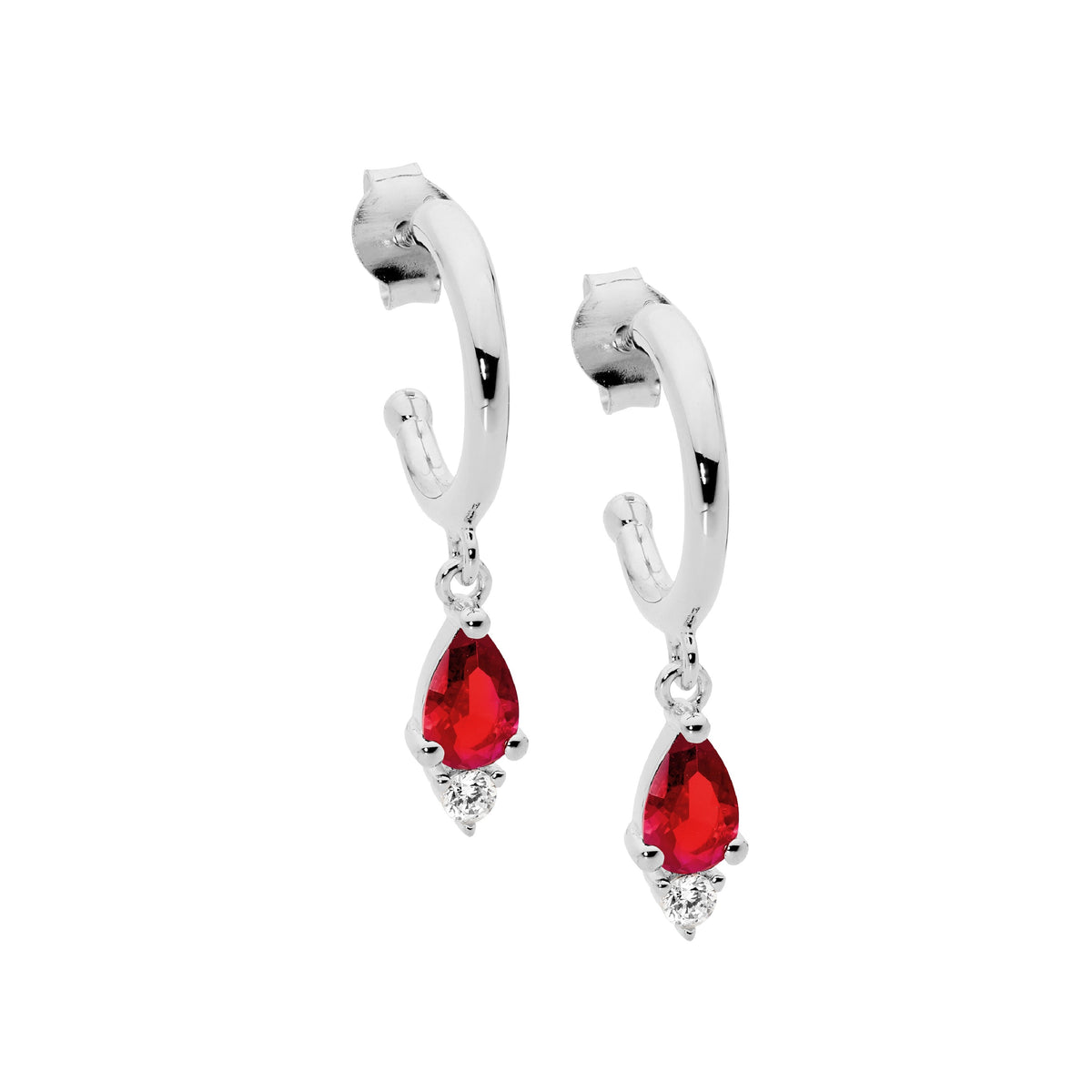 Sterling Silver Cubic Zirconia Hoop Earrings