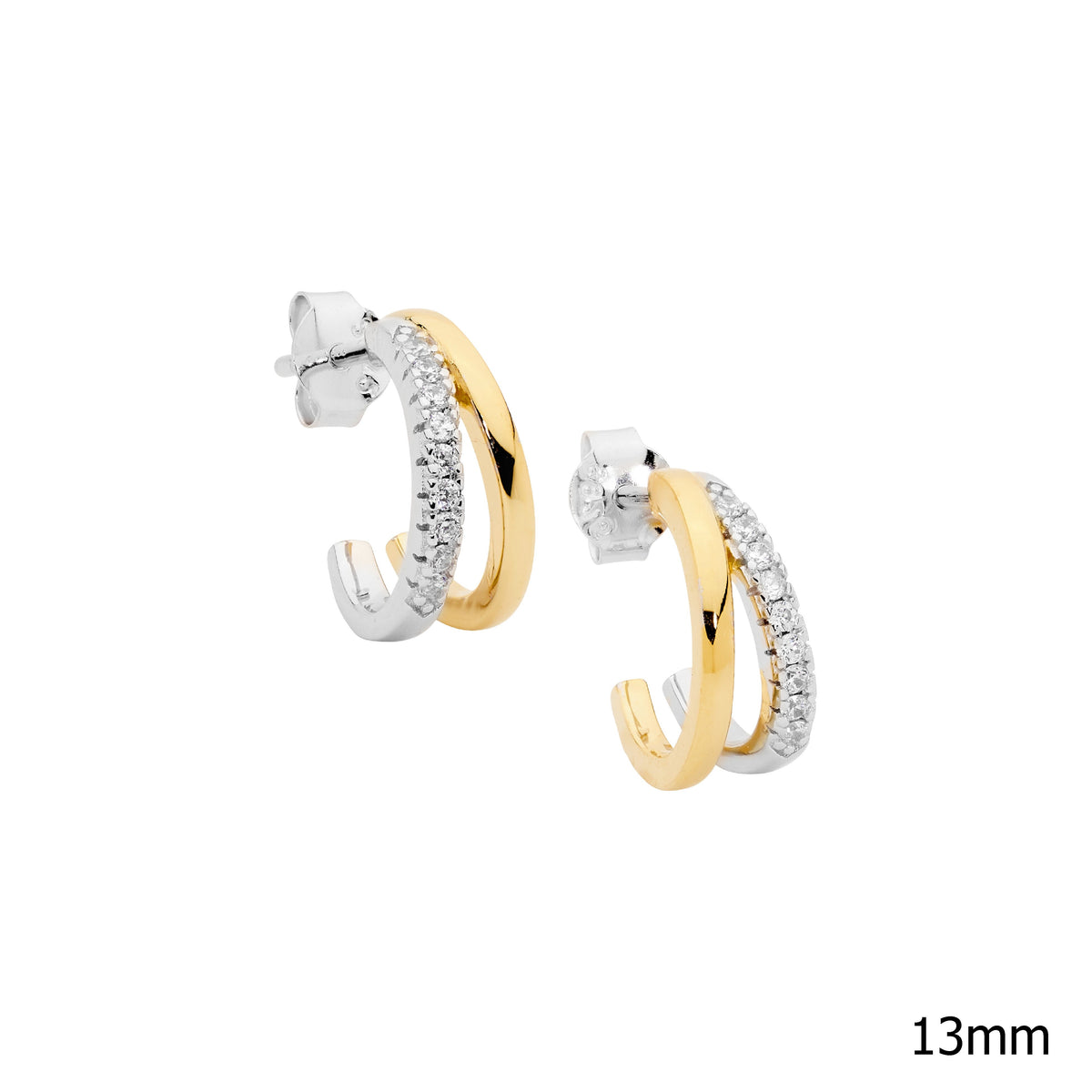 Gold Plated Sterling Silver Cubic Zirconia Hoop Earrings