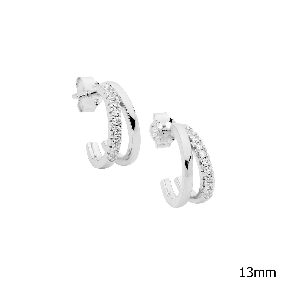 Sterling Silver Cubic Zirconia Hoop Earrings