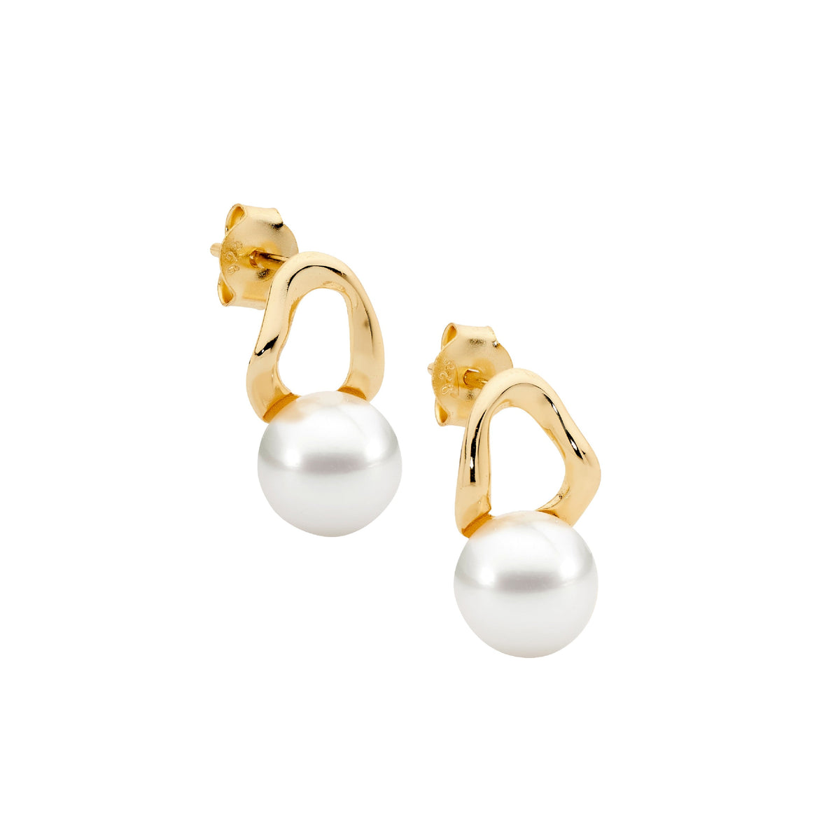 Gold Plated Sterling Silver Pearl Earrings