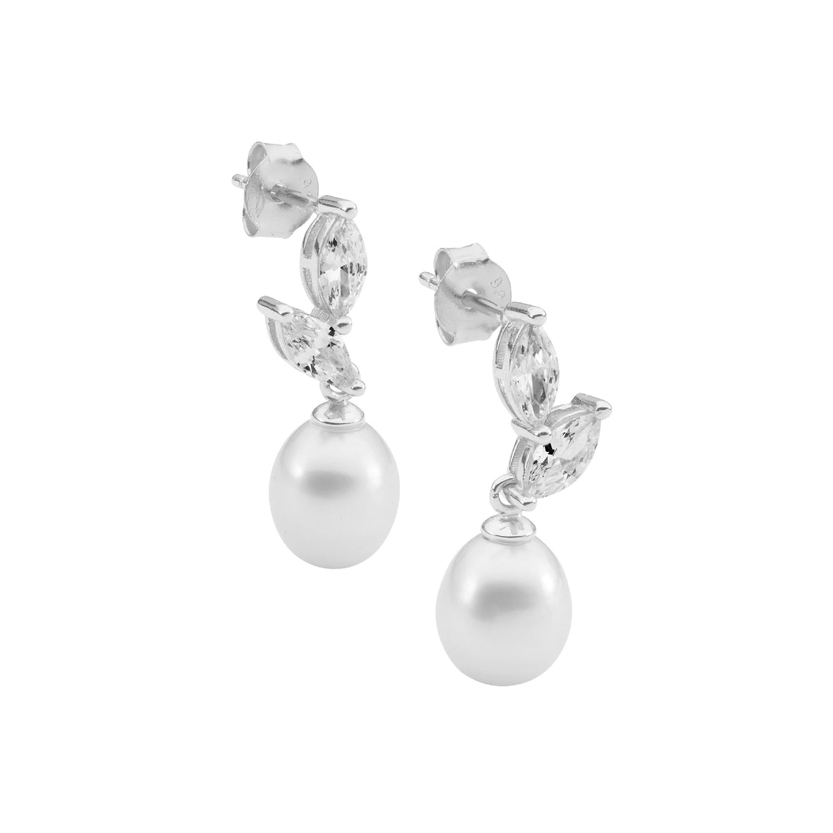 Sterling Silver Cubic Zirconia Pearl Drop Earrings