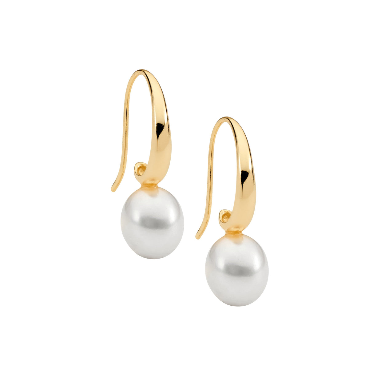 Gold Plated Sterling Silver Pearl Drop Earrings