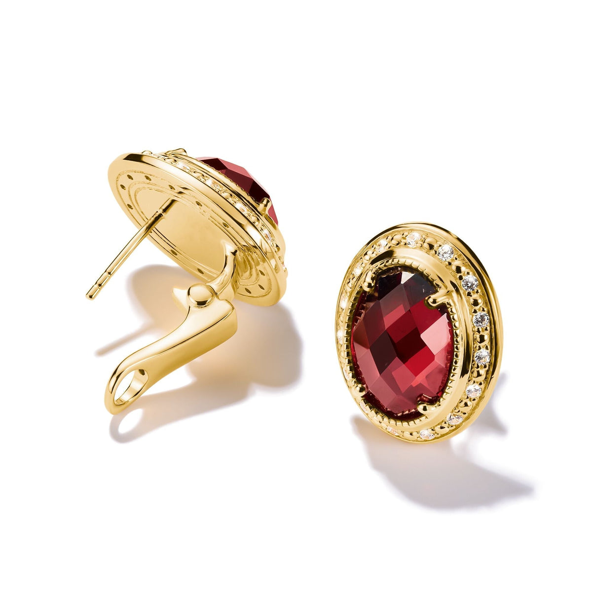 THOMAS SABO Clip Earrings with Red Stones