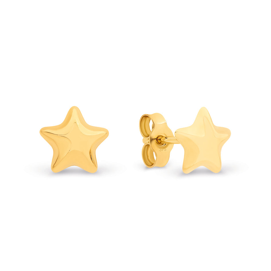9ct Yellow Gold Star Stud Earrings