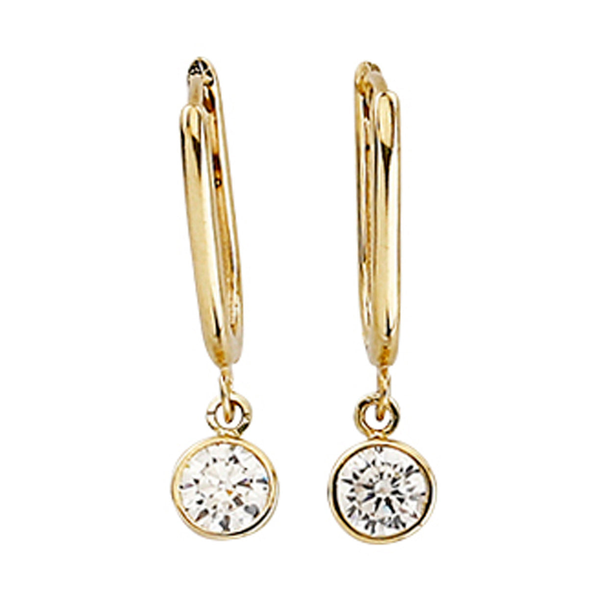 9ct Yellow Gold Cubic Zirconia Huggie Drop Earrings