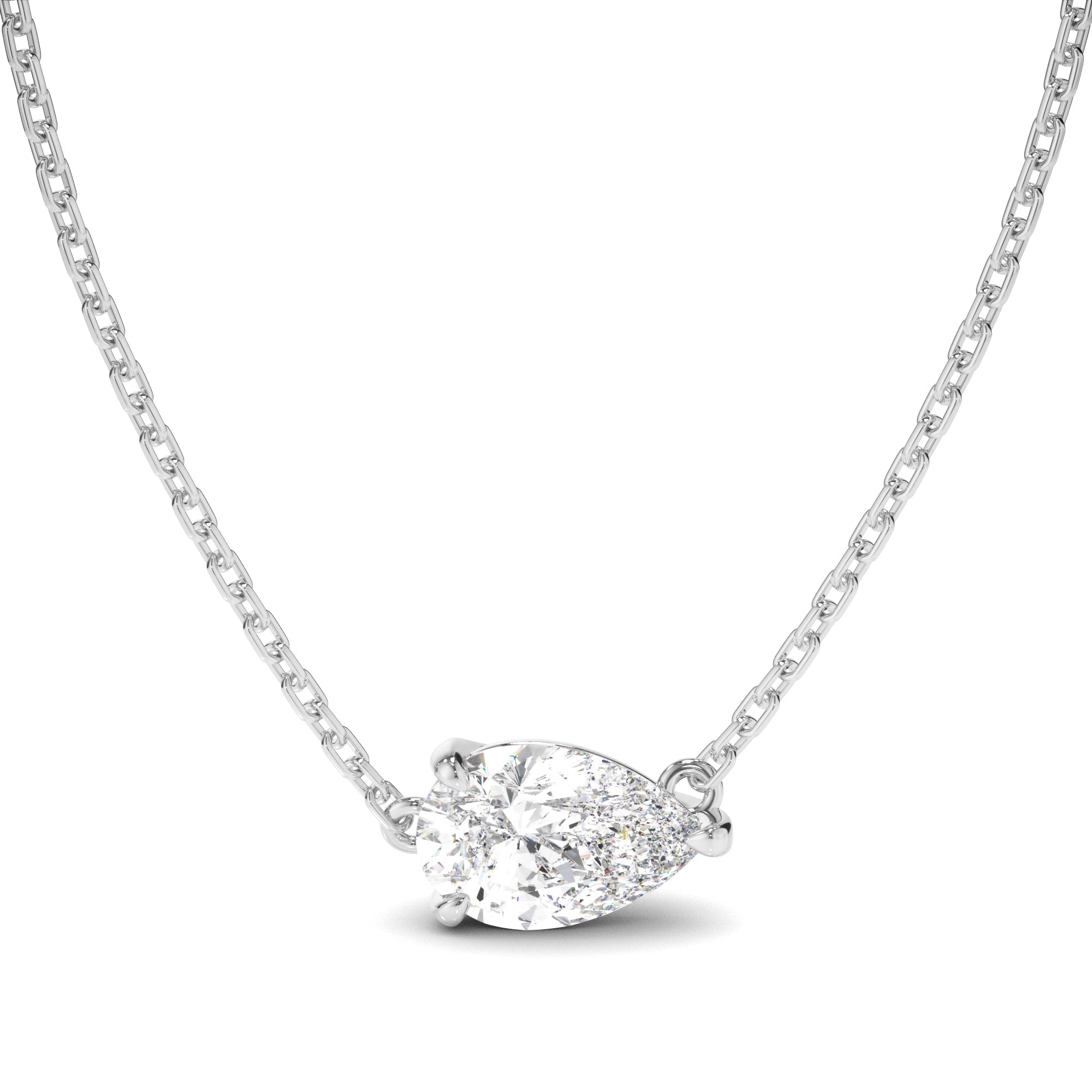 East West Pear Cut Diamond Necklet